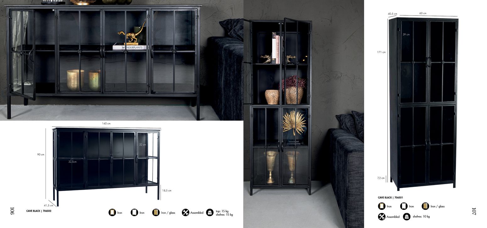Vitrinen-Schrank Cave Metall