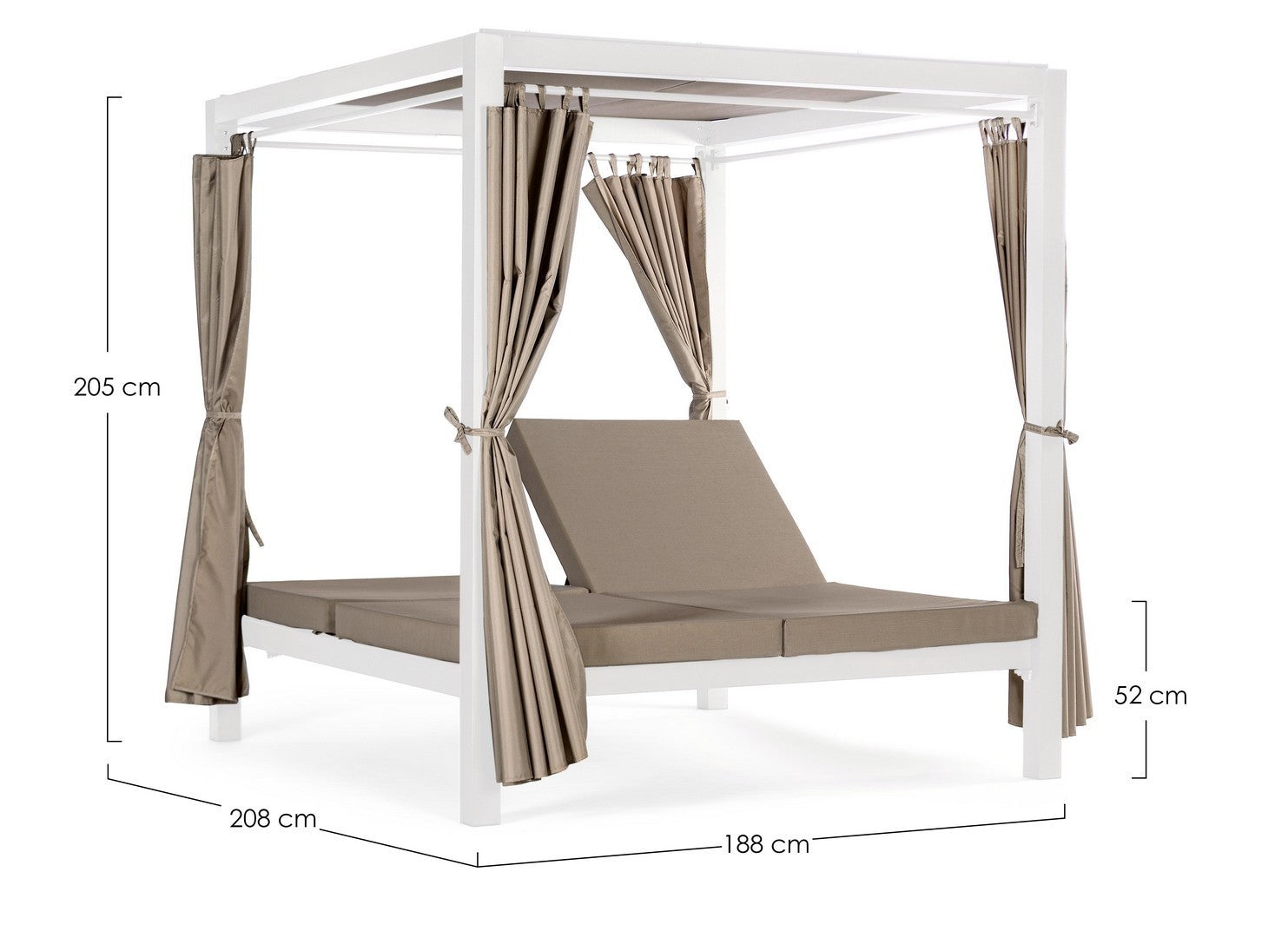 Outdoor Daybed Dream Weiß mit Dach und seitlichen Vorhängen | Bizzotto bei STUFF Shop kaufen