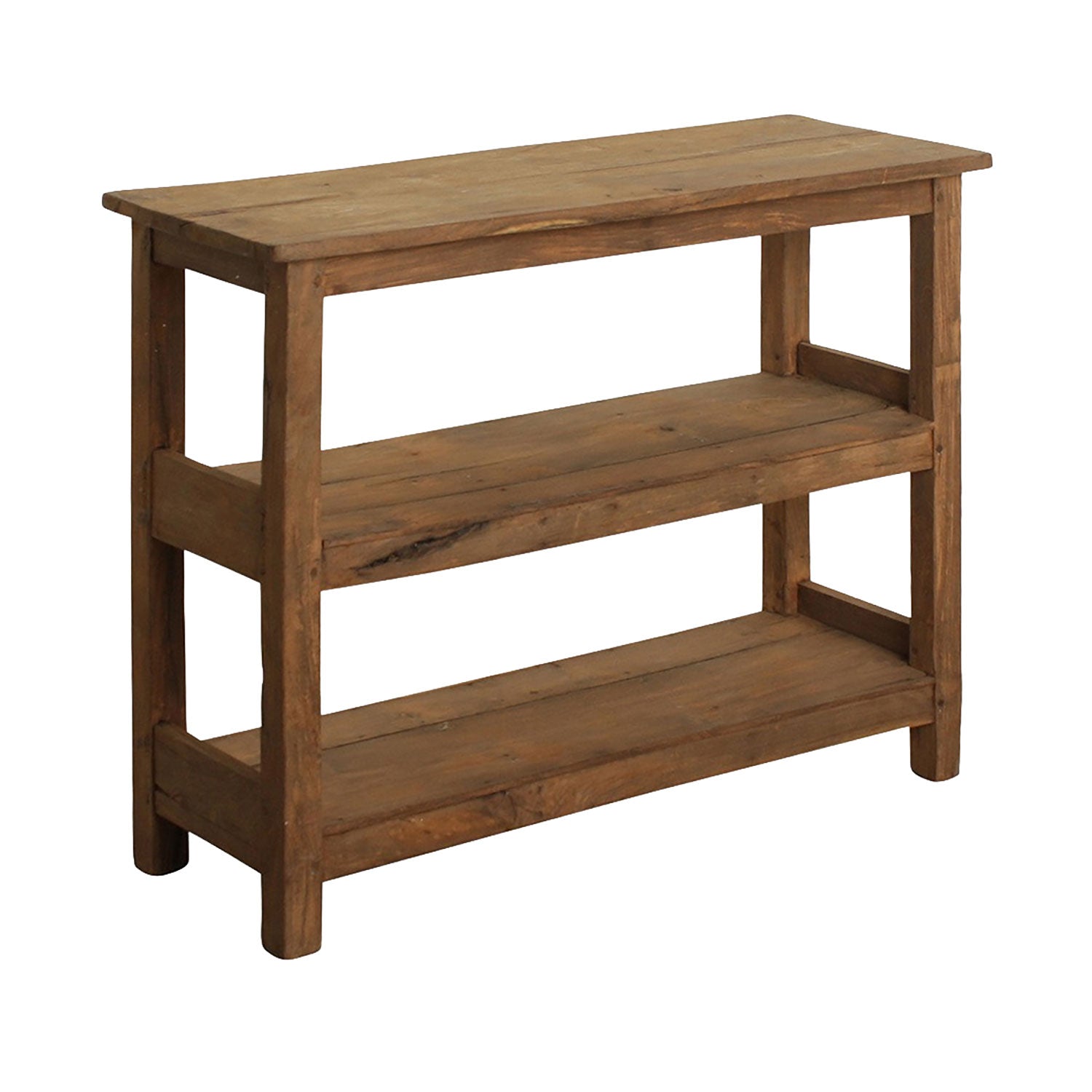 Kompaktes Regal aus massivem Teakholz mit drei offenen Ablagen | STUFF Loft