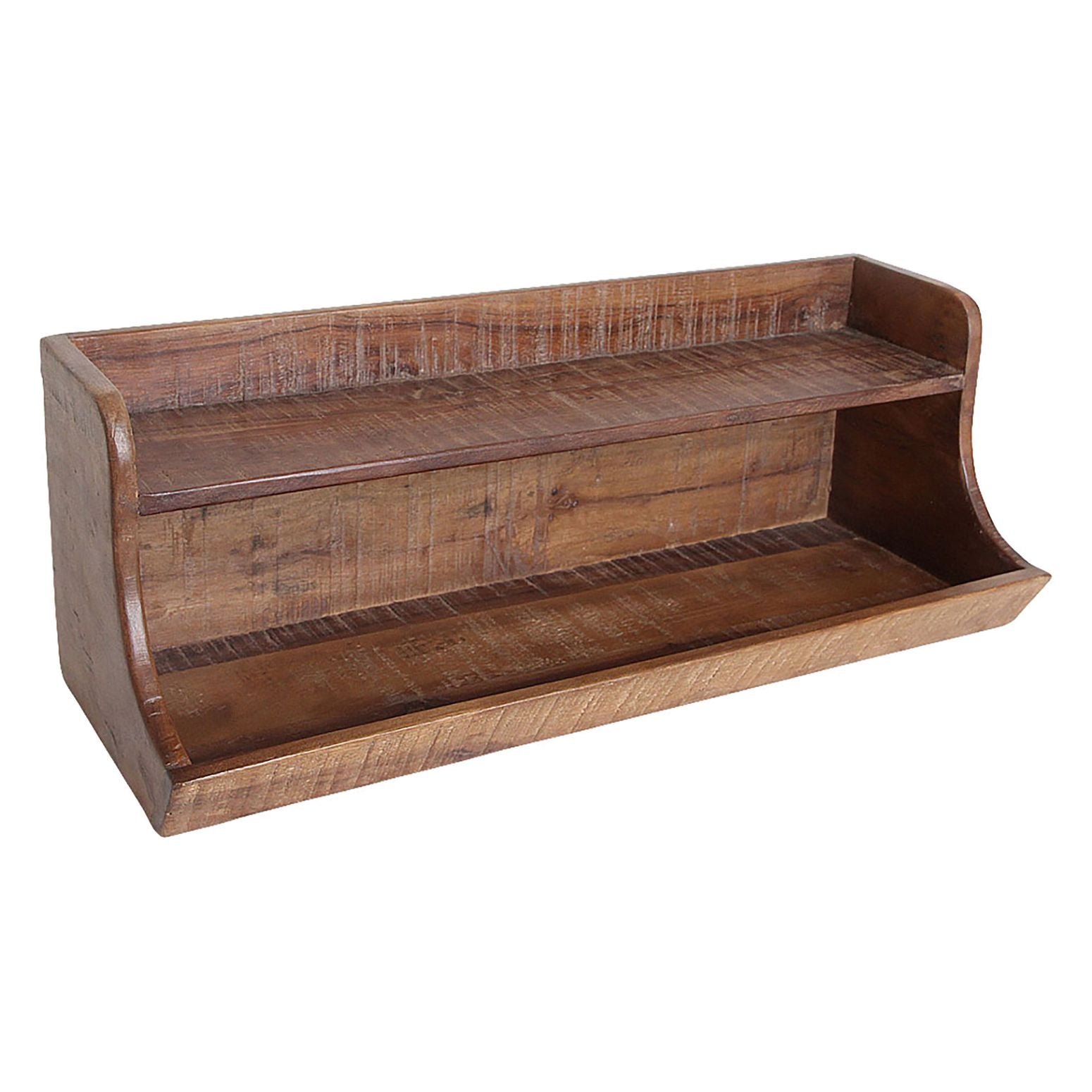 FSC-zertifiziertes Wandregal "Heritage" aus recyceltem Holz mit zwei Ablageflächen, Maße 60x23x23 cm, aus der Factory-Kollektion.