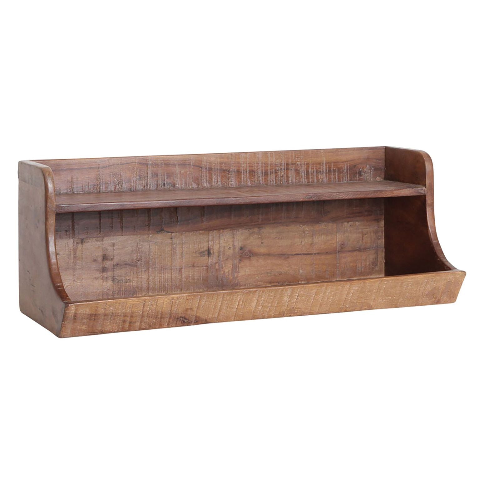 FSC-zertifiziertes Wandregal "Heritage" aus recyceltem Holz mit zwei Ablageflächen, Maße 60x23x23 cm, aus der Factory-Kollektion.