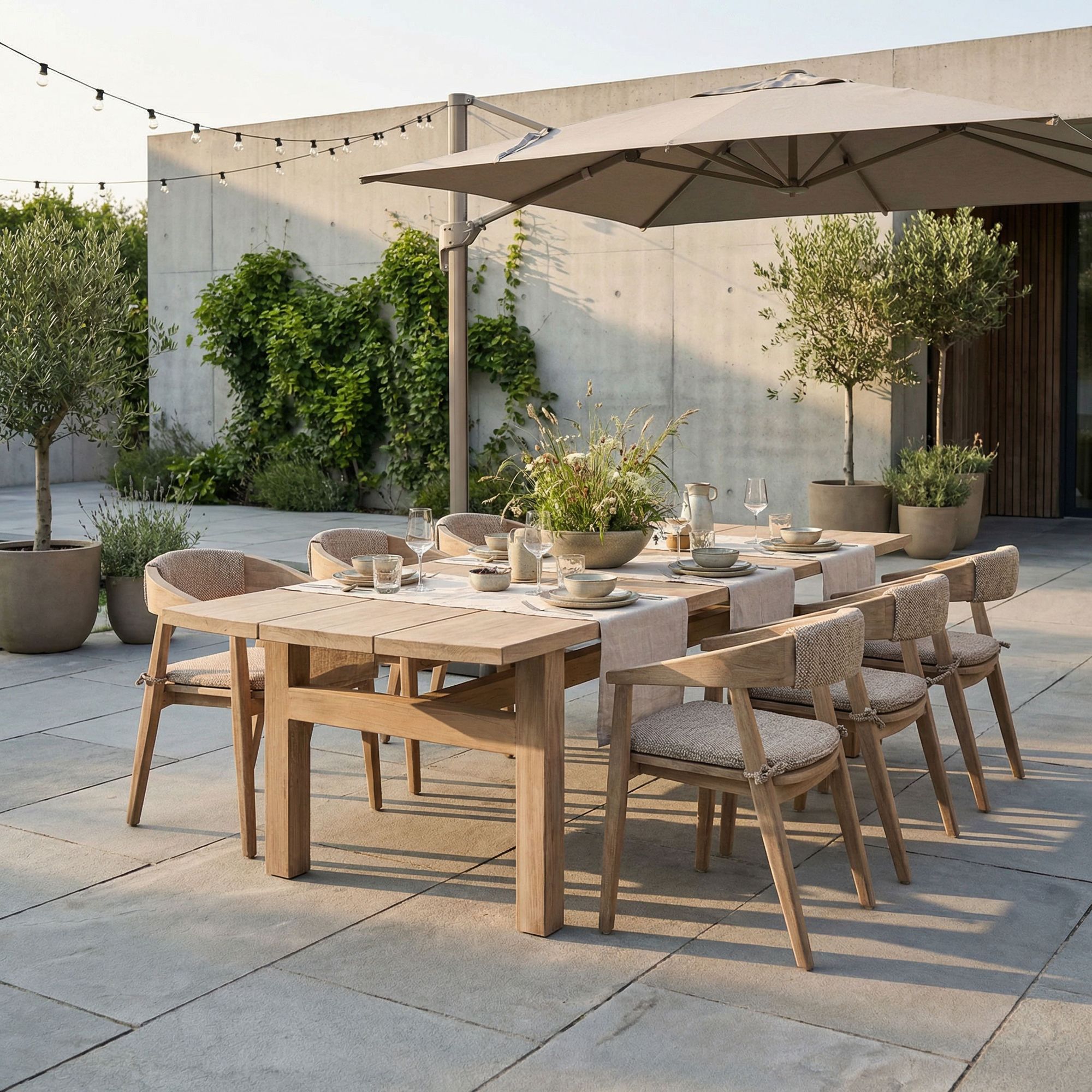 Outdoor Esstisch Abe aus recyceltem Teakholz in Natural Grey von Gommaire | STUFF Shop