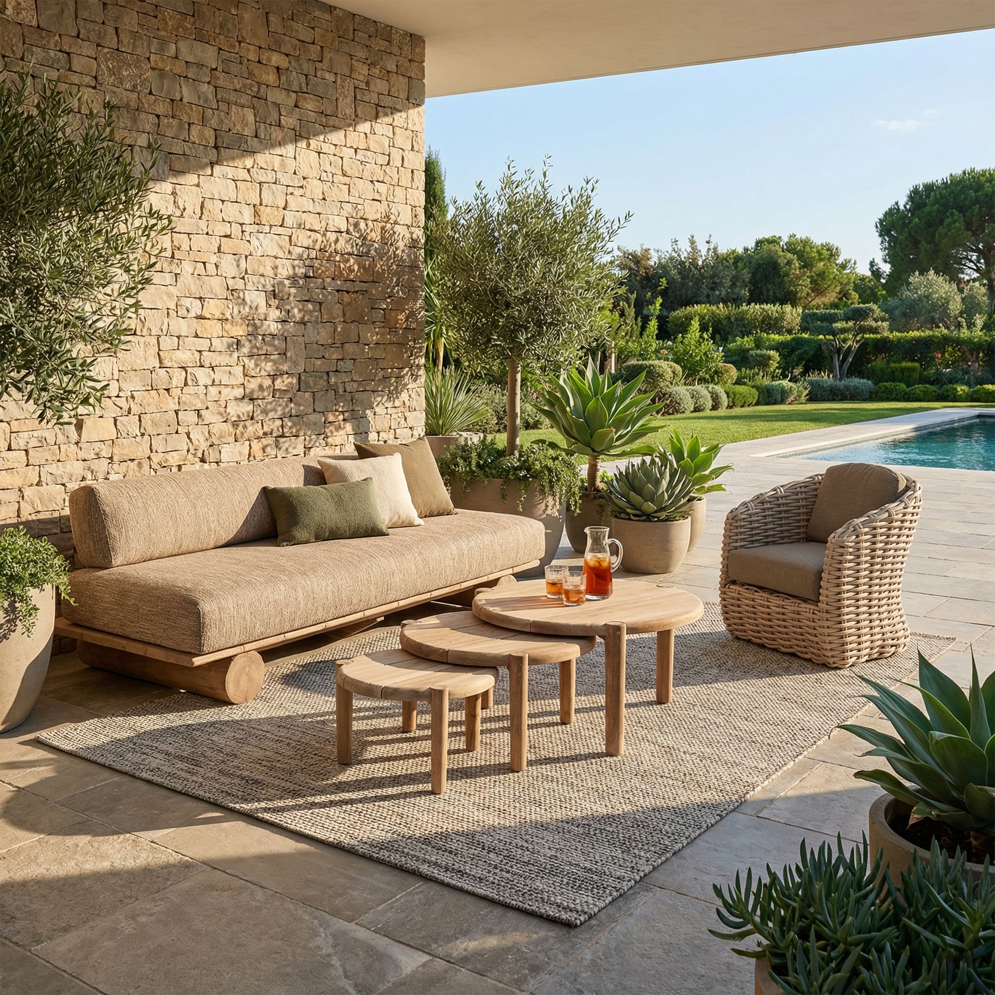 Outdoor Couchtische Floor 3-Set aus massivem Teakholz in Natur Grey Optik | Gommaire bei STUFF Shop kaufen