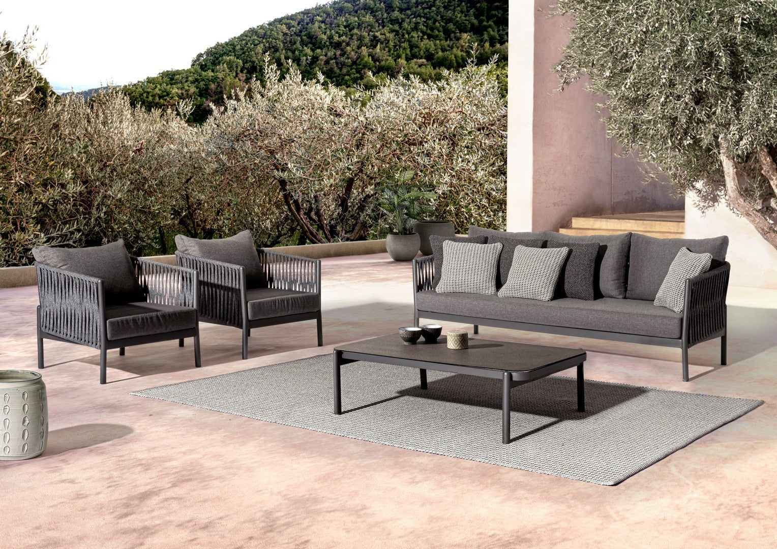 Outdoor Sessel Florencia mit Kissen anthrazit I Bizzotto