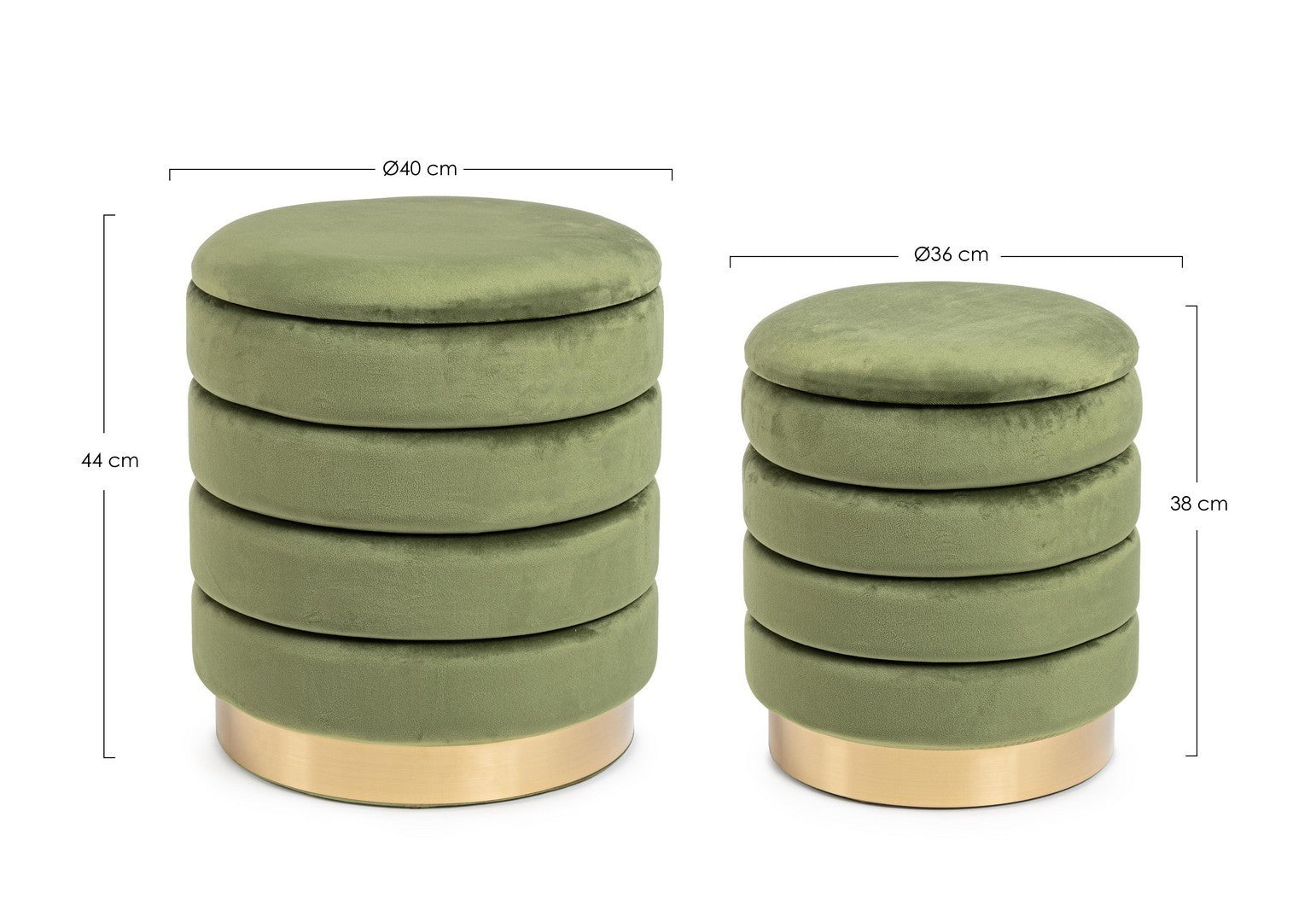 Pouf Darina 2-Set olivgrün