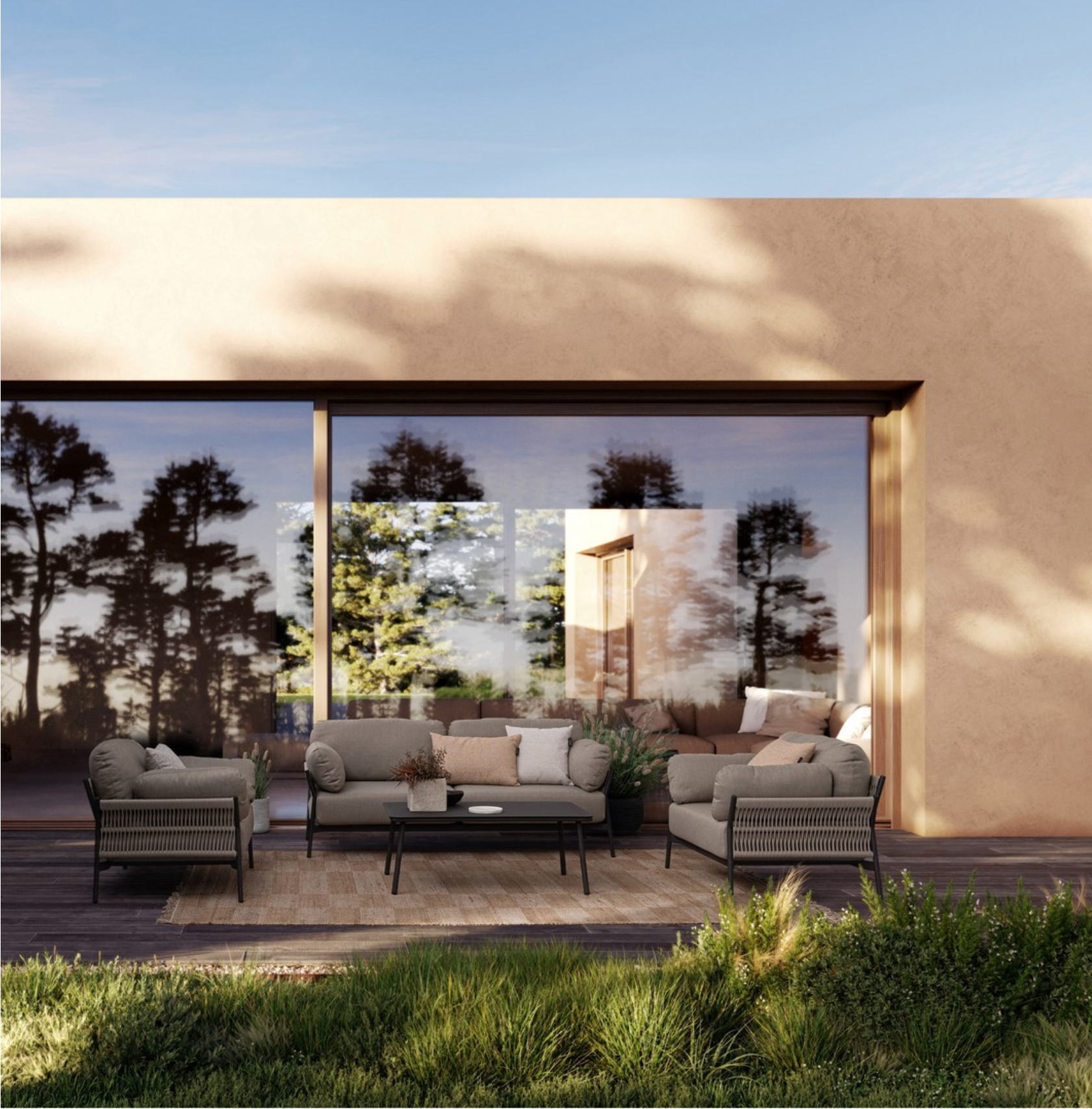 Outdoor Sessel Paradis Raven taubengrau mit Aluminiumgestell