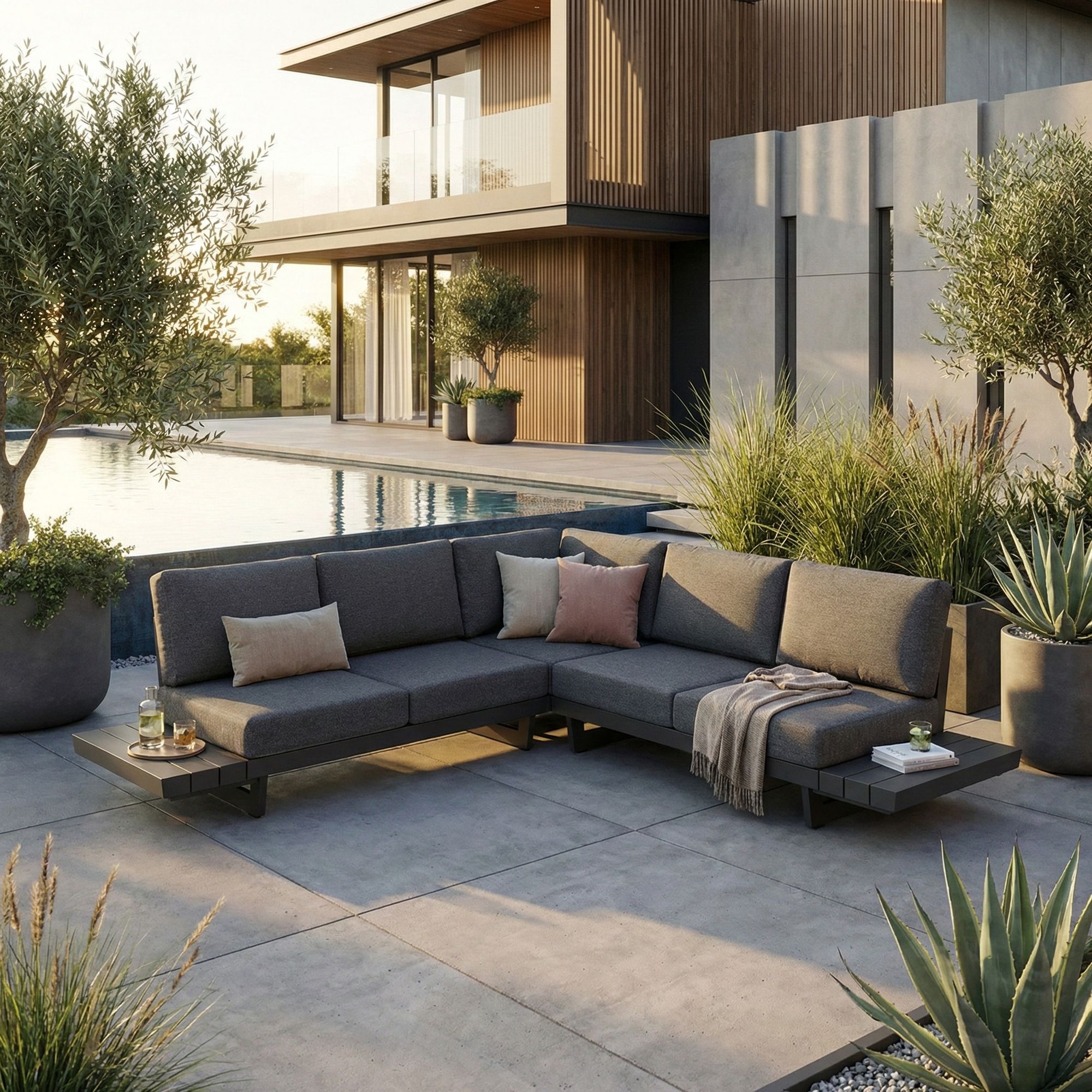 Modulare Outdoor Lounge Infinity in Anthrazit aus Aluminium  | Bizzotto bei STUFF Shop kaufen