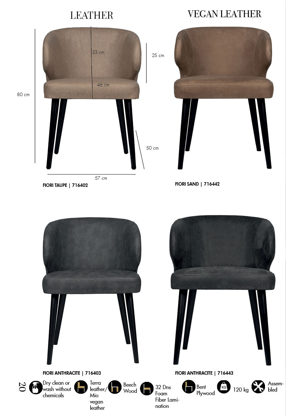 Dining Chair Fiori Nubukleder - PTMD