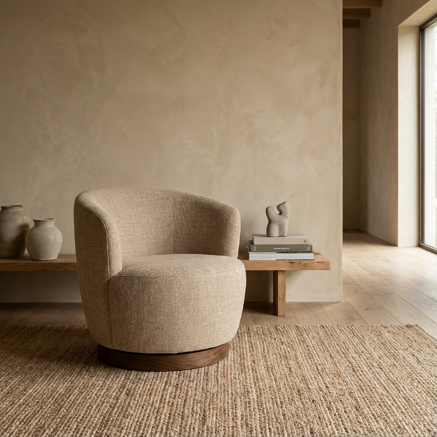 Club-Sessel Nathan Sand von Gommaire in Sand-Farbton mit Drehfunktion bei STUFF Shop kaufen