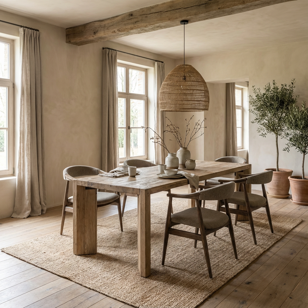 Esstisch Archie in modernem Esszimmer mit Organic-Living-Einrichtung