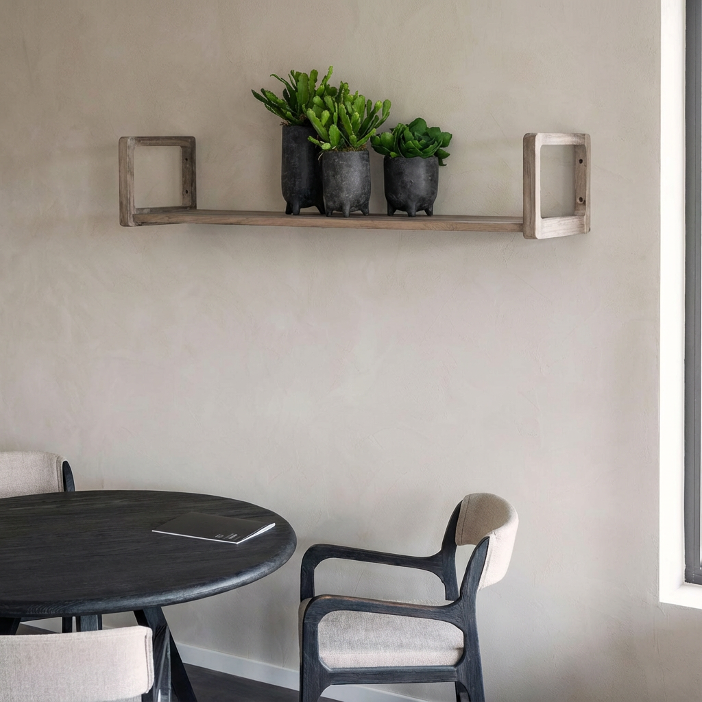 Wandregal Shelvy Teak in Anthracite und Natural Grey von Gommaire