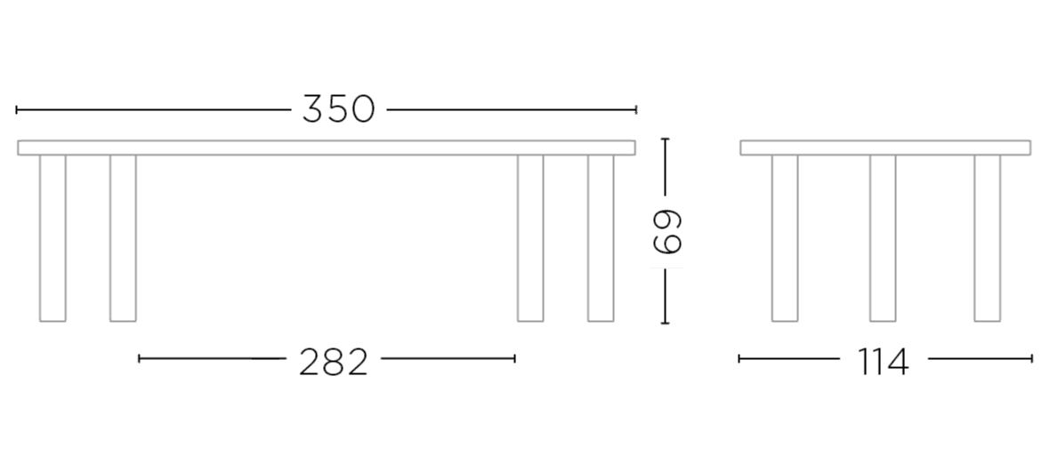 Flacher Outdoor-Esstisch Carlo XXL