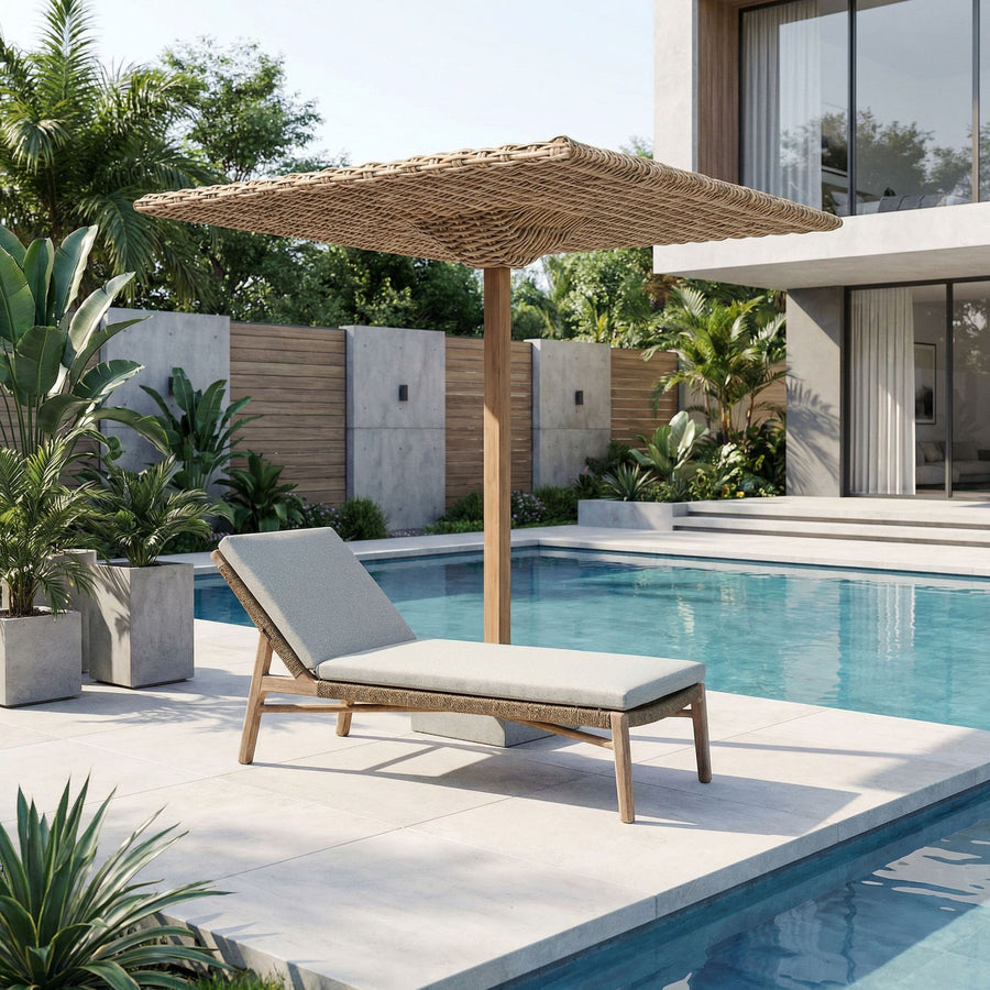 Elegante Teakholz Outdoor Liege Fiona inkl. Polster | Perfekt zum Entspannen am Pool - Gommaire