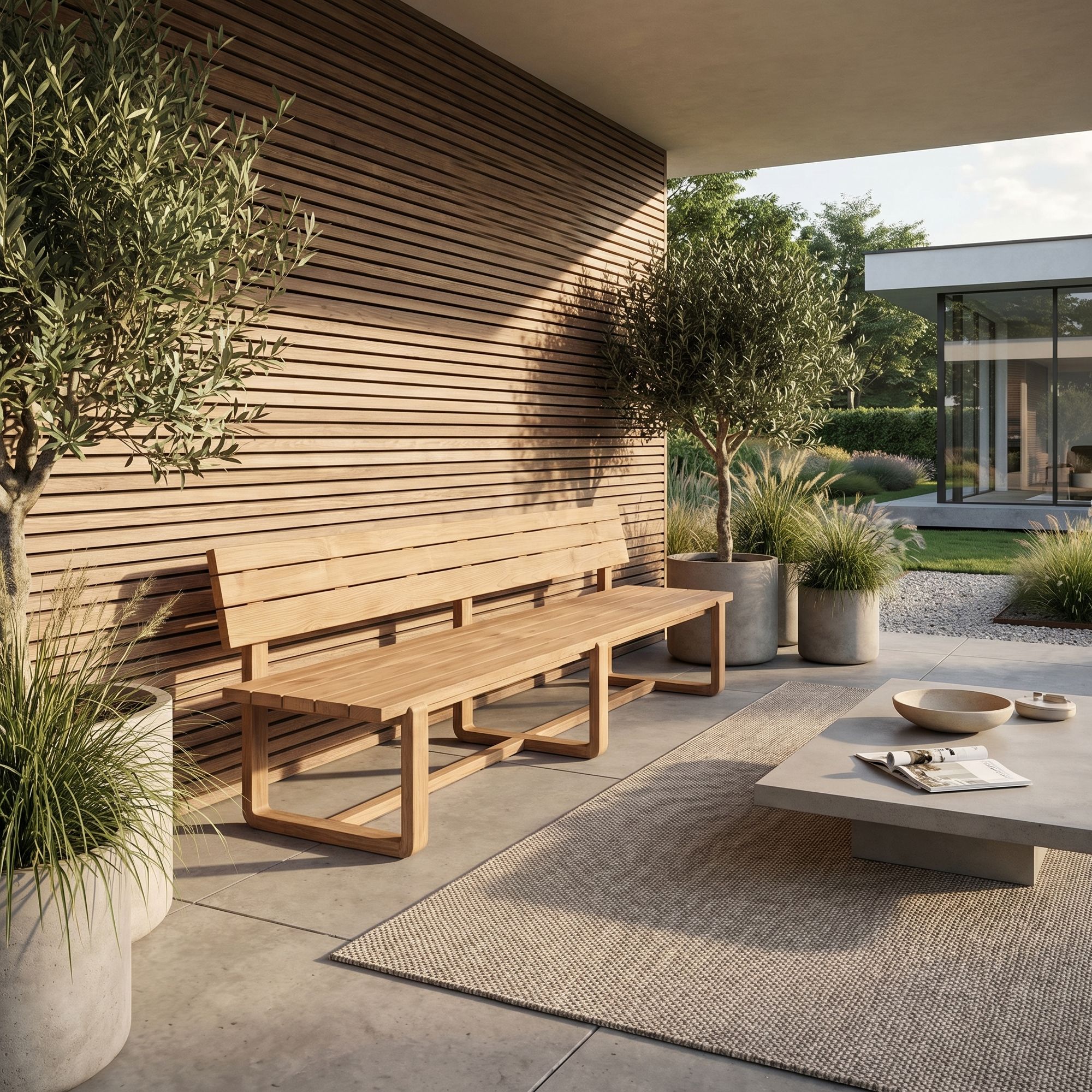 Outdoor Bank Oslo aus massivem Teakholz in Small und Large | Gommaire Gartenbank