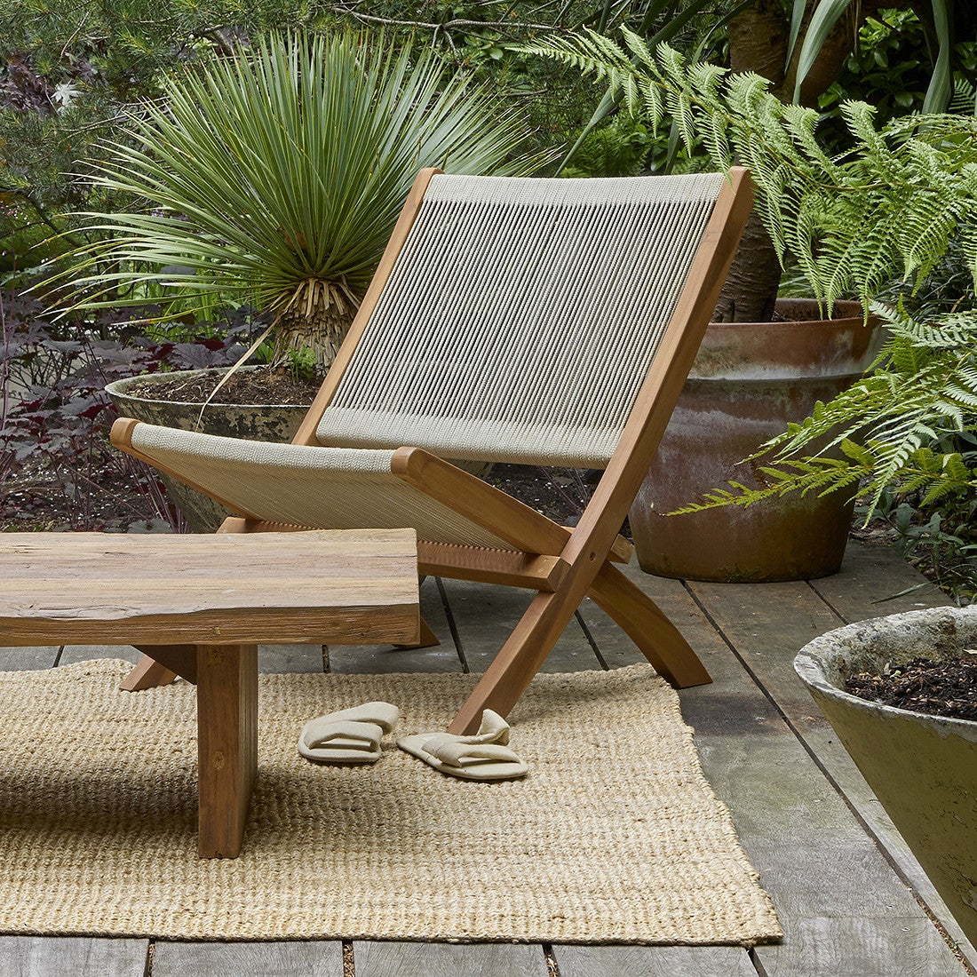 Outdoor Lounge-Klappstuhl Rope Natur I STUFF Shop