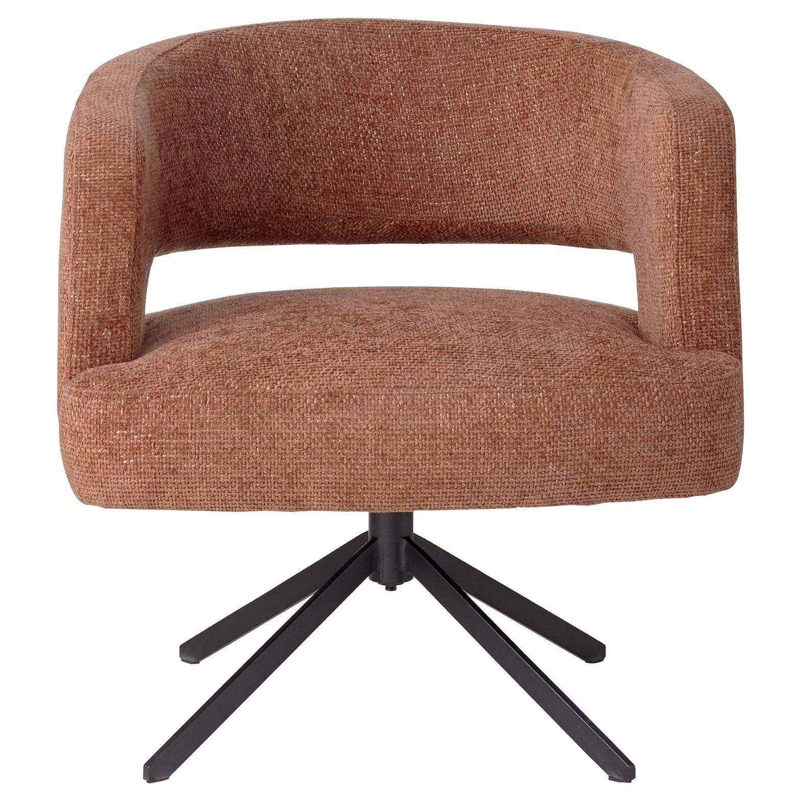 Der vielseitige 'Armlehnenstuhl Baldr by PTMD' in den Farben Rust und Cream, ideal als eleganter Esszimmerstuhl oder bequemer kleiner Sessel.