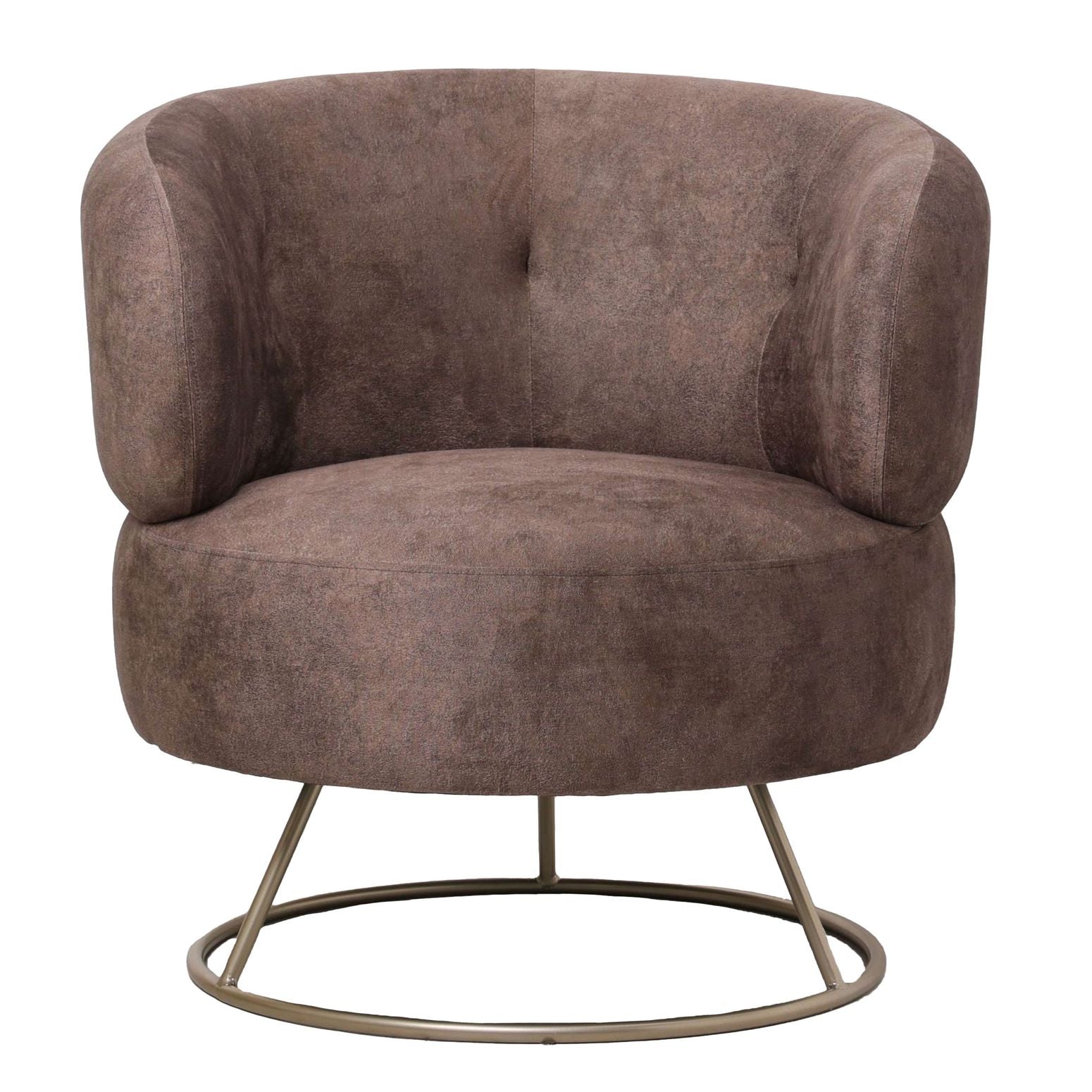 Sessel Carice in Beige, weich gepolstert, mit einer eleganten goldenen Basis für einen luxuriösen und komfortablen Sitz.
