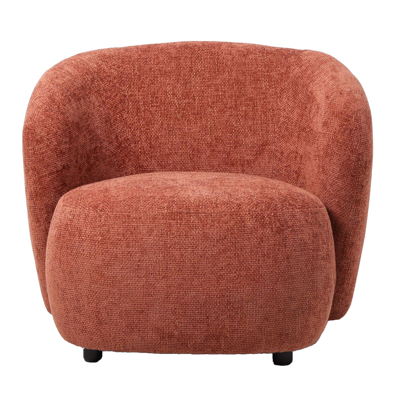 Sessel Aphrodite in Terra, mit weicher Mink-Stoffpolsterung, bietet ein einladendes und komfortables Sitzerlebnis.