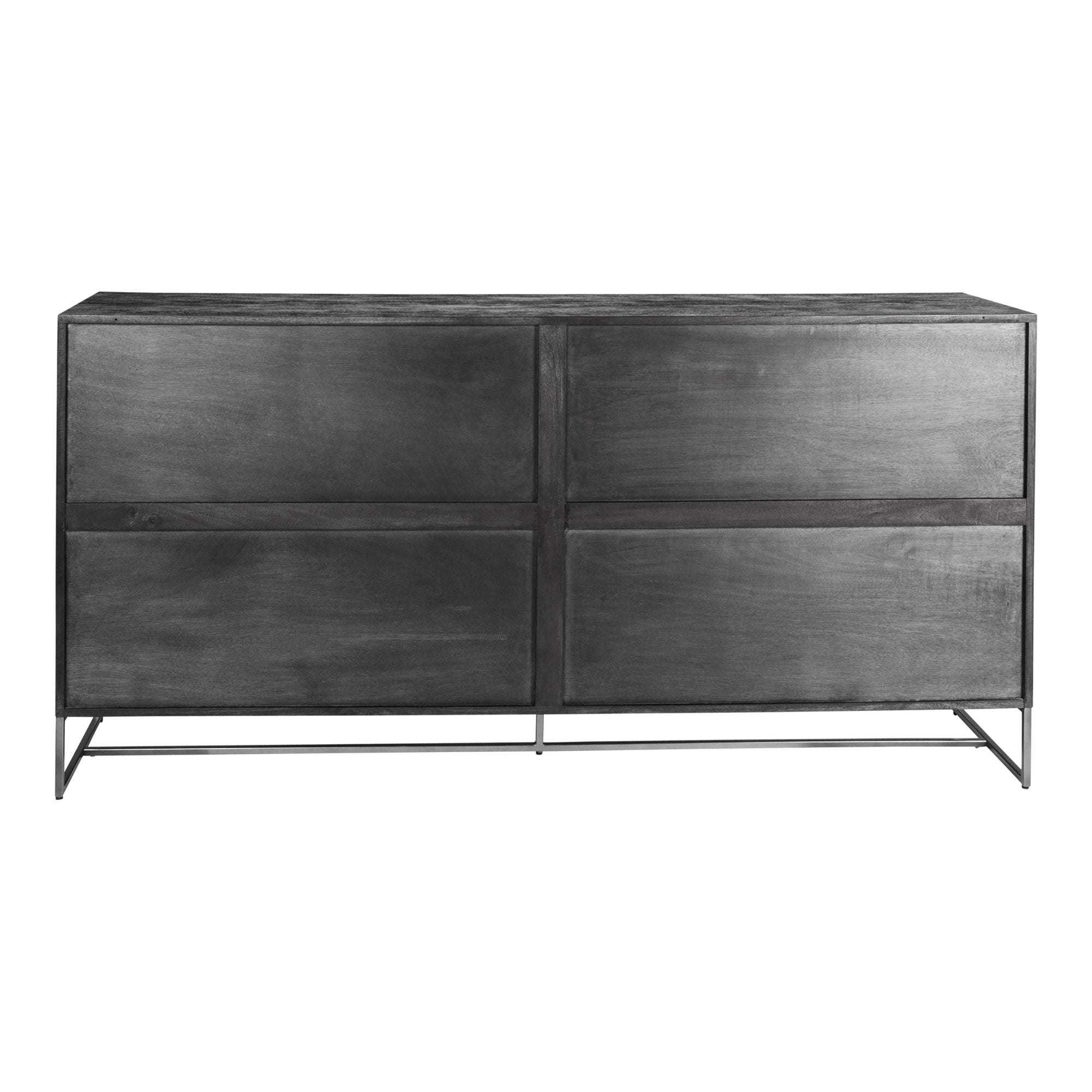 Rückansicht des PTMD Onyx Sideboards in elegantem Schwarz, ideal für moderne Wohnräume.