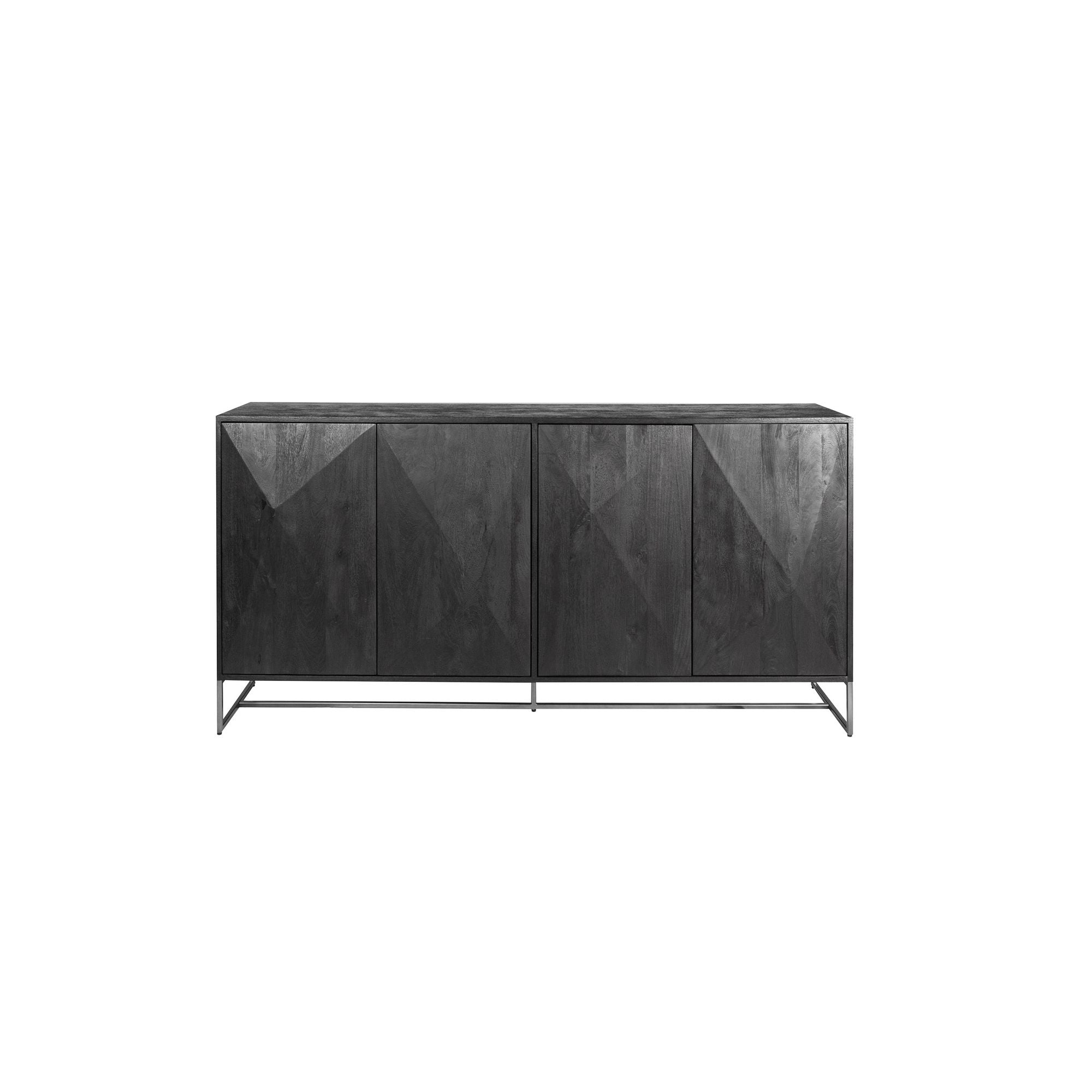 Frontalansicht des PTMD Onyx Sideboards in elegantem Schwarz, ideal für moderne Wohnräume.
