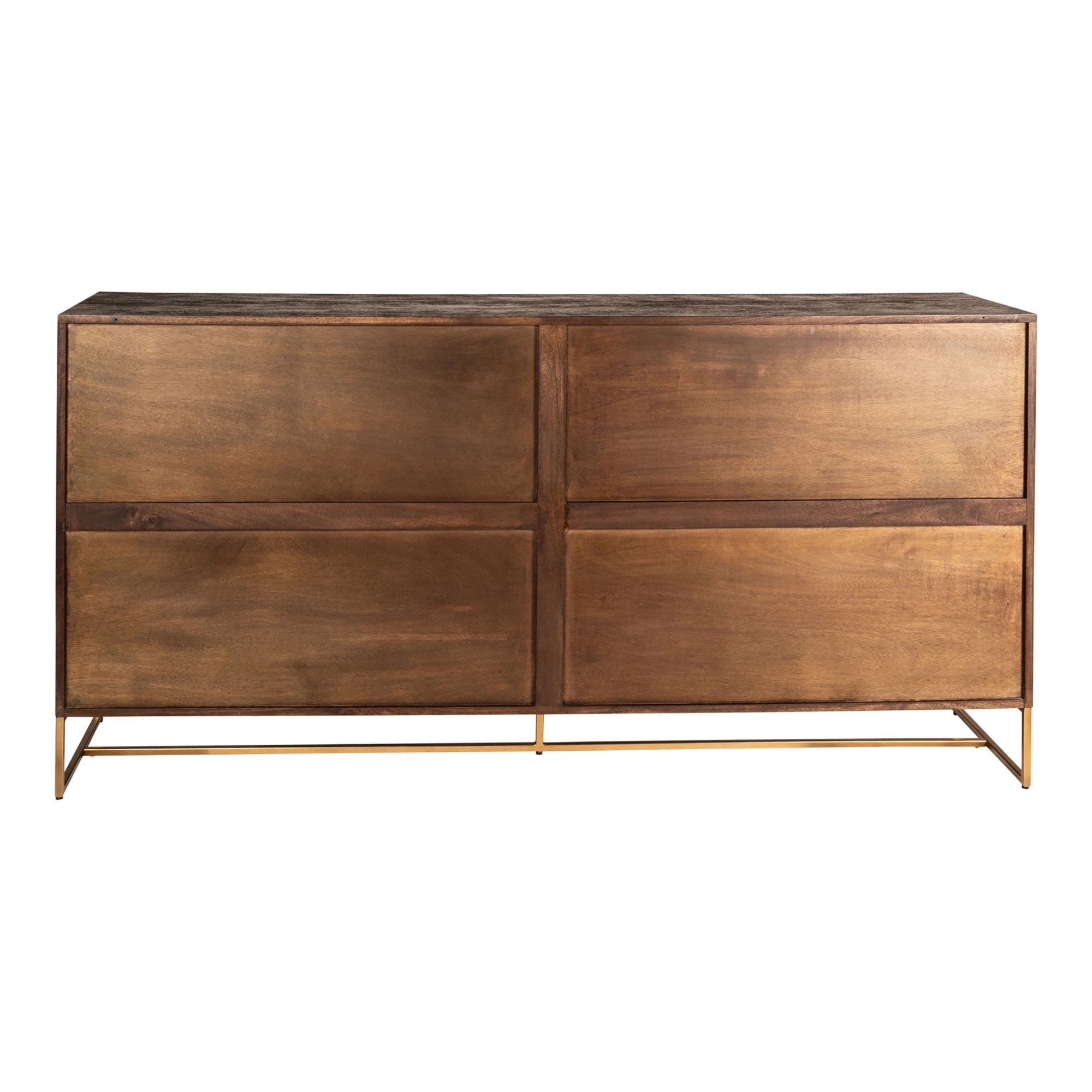 Rückansicht des PTMD Onyx Sideboards in Braun, betont die Handwerkskunst und das elegante Design