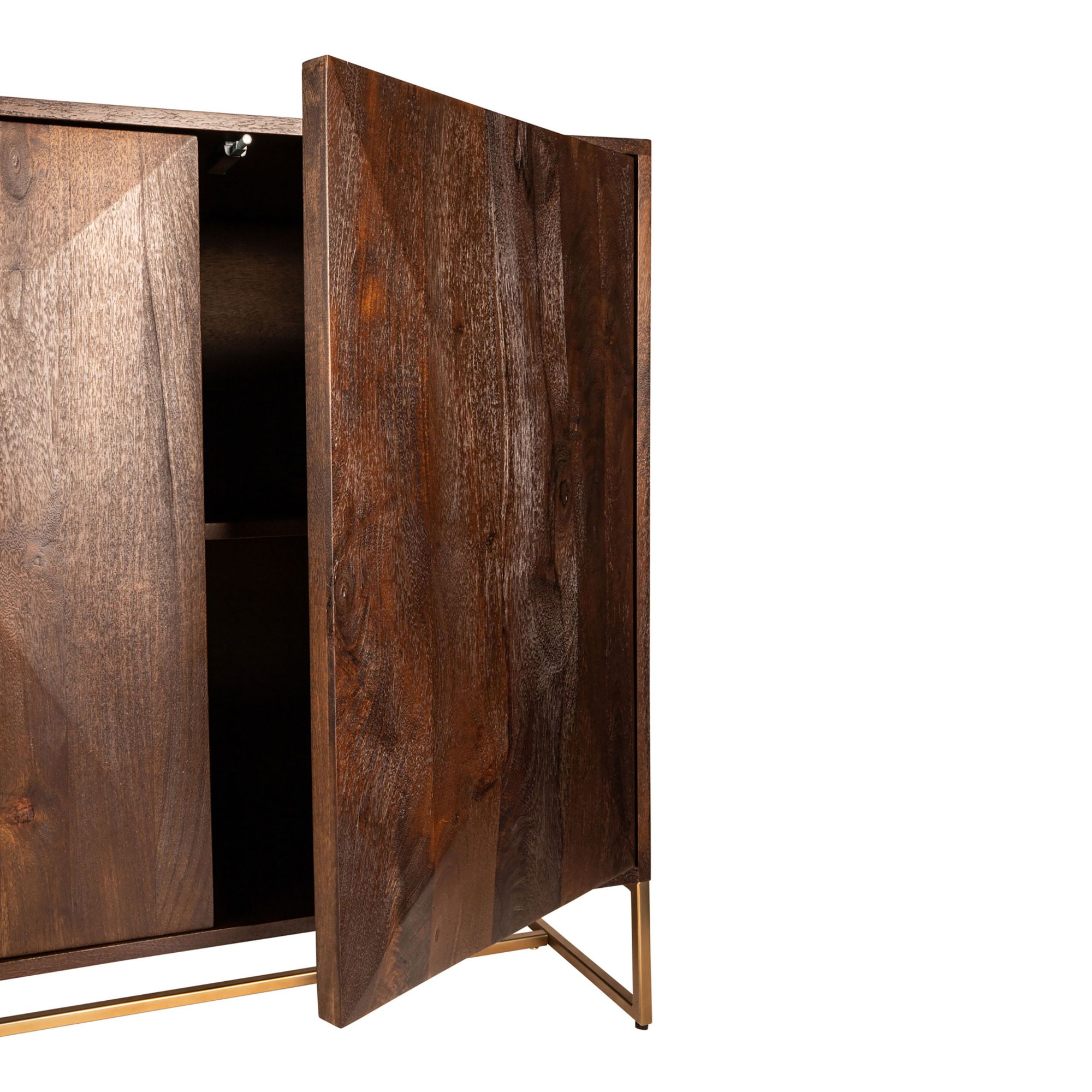 Braunes Onyx Sideboard von PTMD mit geöffneter Tür, zeigt geräumigen Stauraum