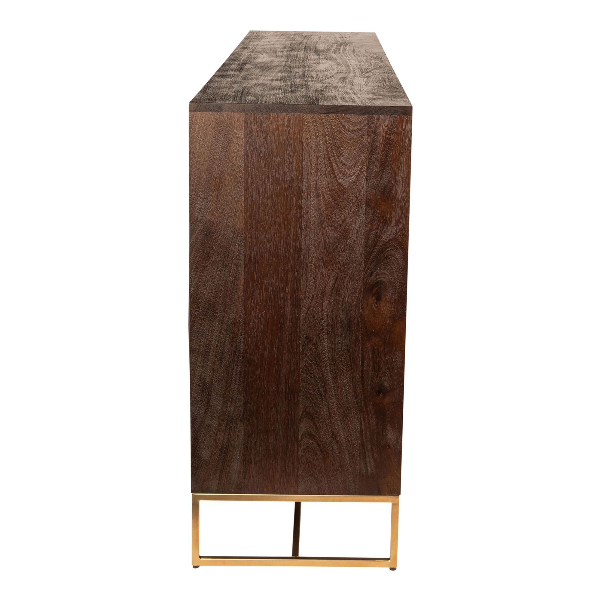 Seitenansicht des PTMD Onyx Sideboards in Braun, hervorragend für zeitgenössische Inneneinrichtungen