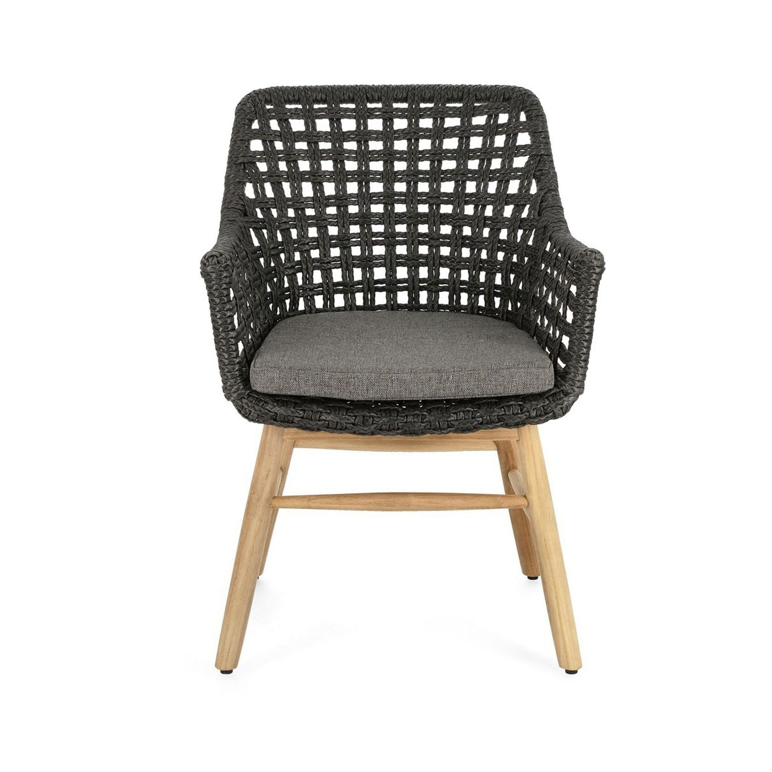 Frontansicht des Stuhl Wilson Outdoor in Anthrazit mit Sitzkissen