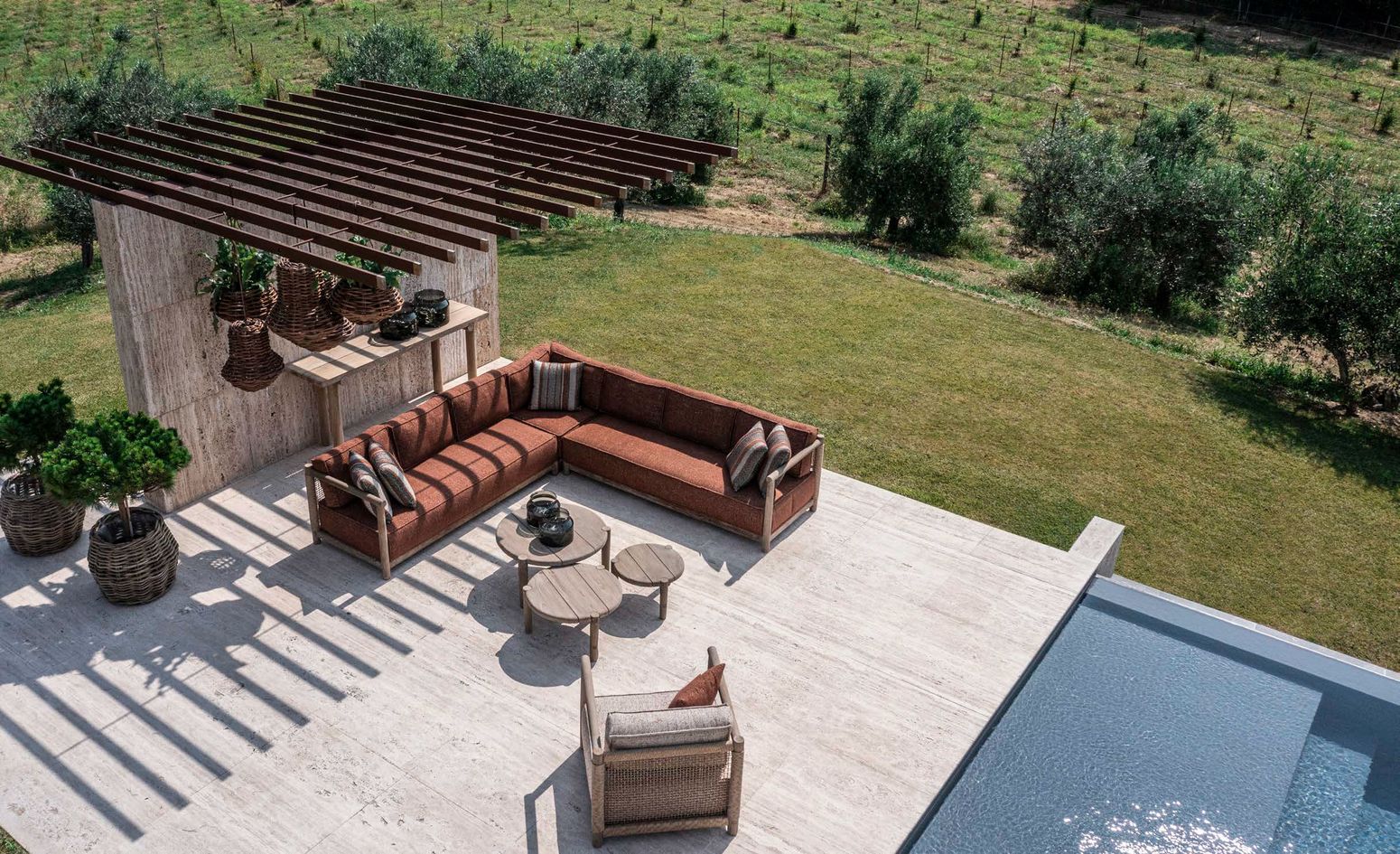 Draufsicht des Gommaire Mieke Ecksofas in Teak Natural Grey