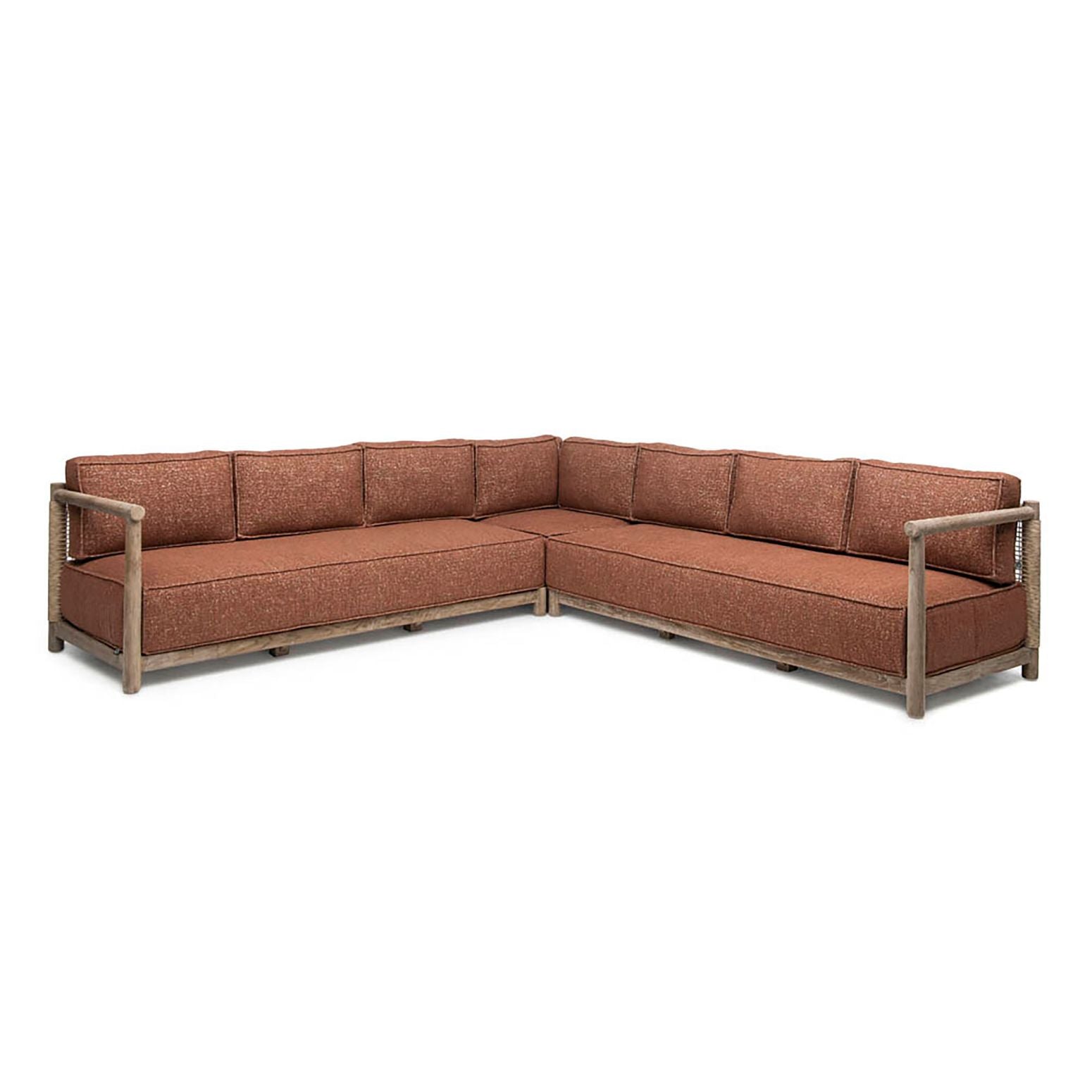 Komfortable Kissen des Gommaire Outdoor Ecksofas Mieke
