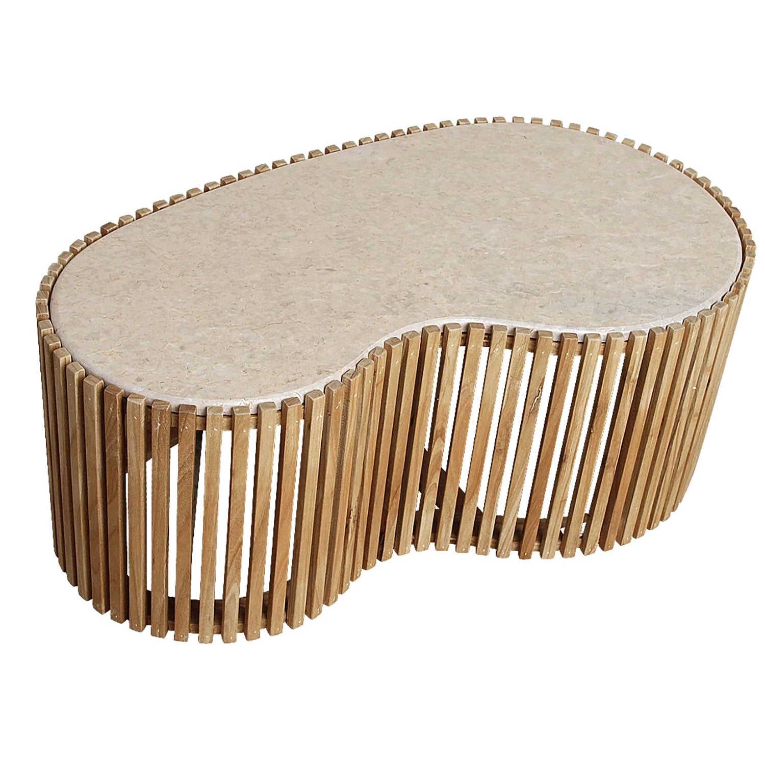 Infinity Marble Coffee Table "Elegance" mit natürlicher Marmorplatte und offenem Sungkai-Holzgestell
