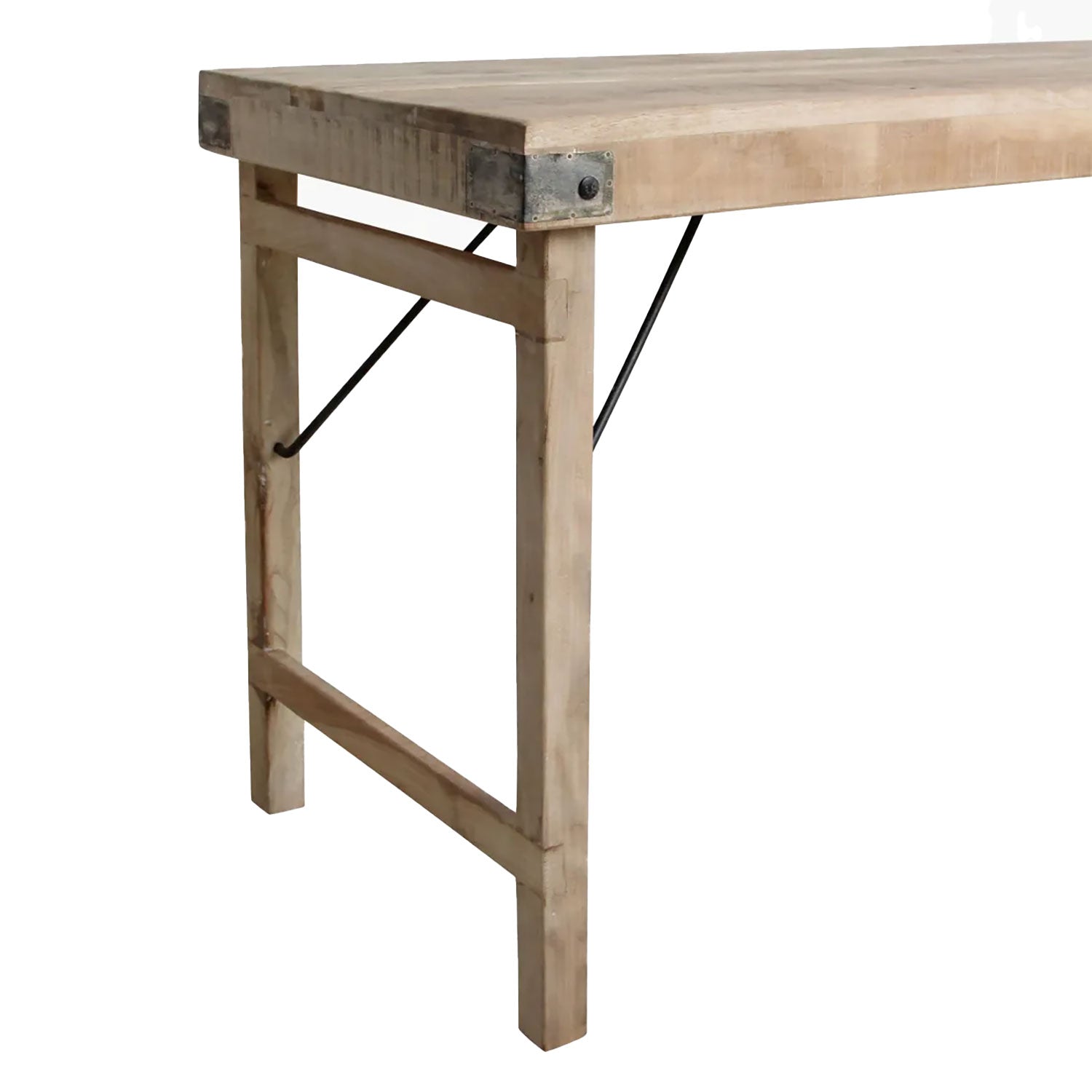 Schmaler Klapptisch aus recyceltem Altholz mit Limewash-Finish