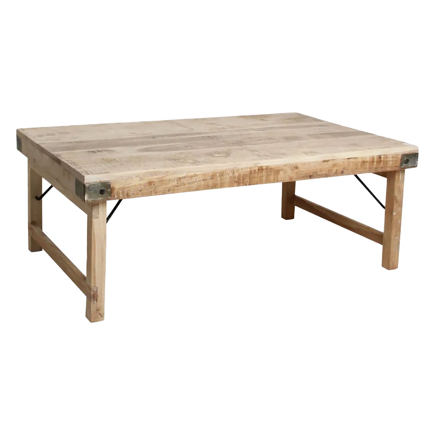 Couchtisch aus recyceltem Altholz mit Limewash-Finish – Klappbar