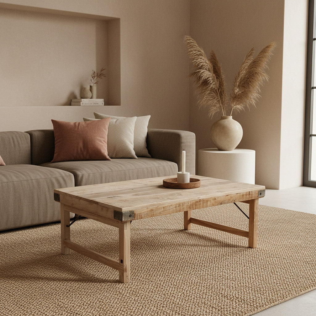 Couchtisch aus recyceltem Altholz mit Limewash-Finish Klappbar | STUFF Shop