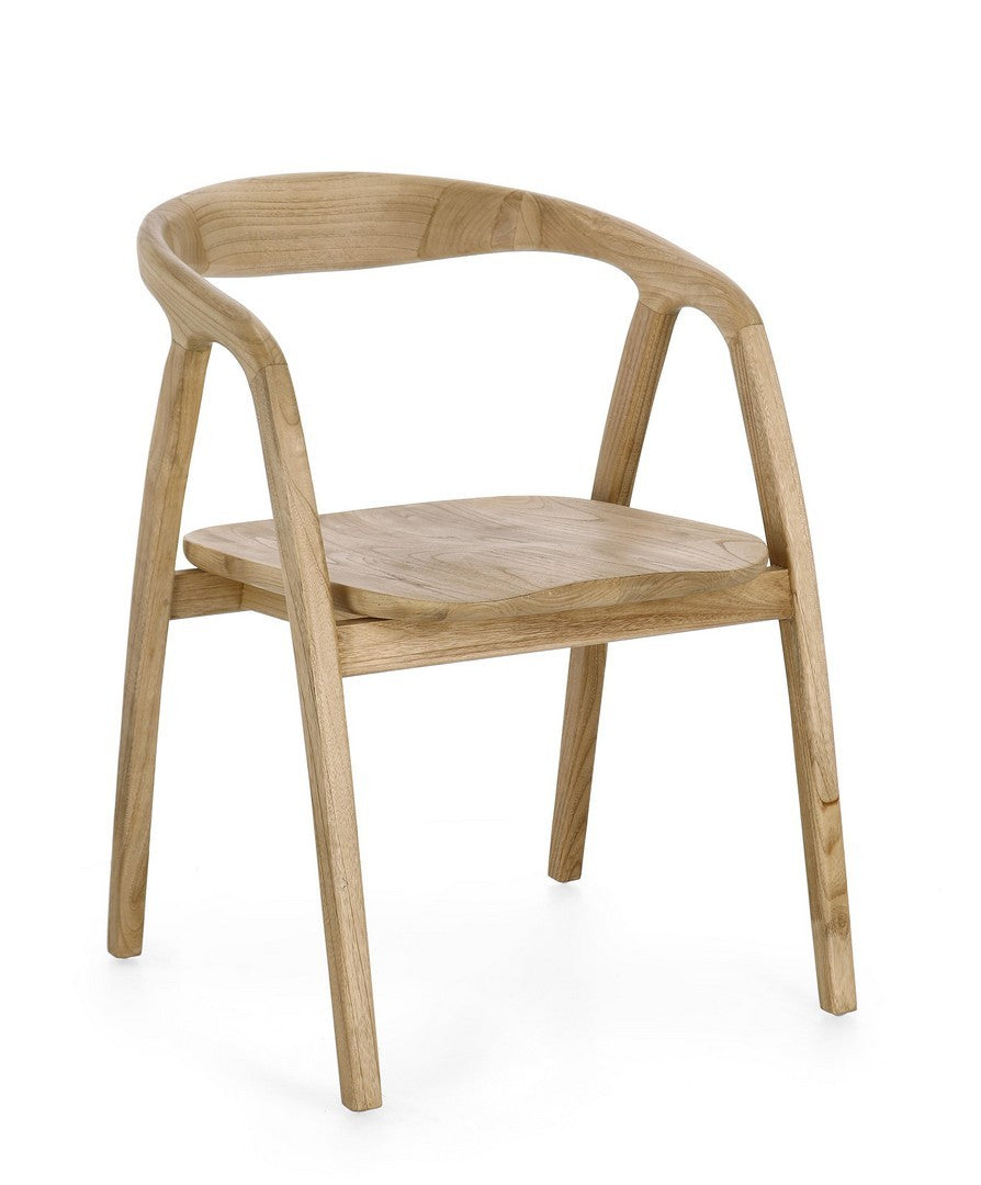 Stuhl Adalyn aus Sungkai-Holz mit ergonomischer Rückenlehne von Bizzotto