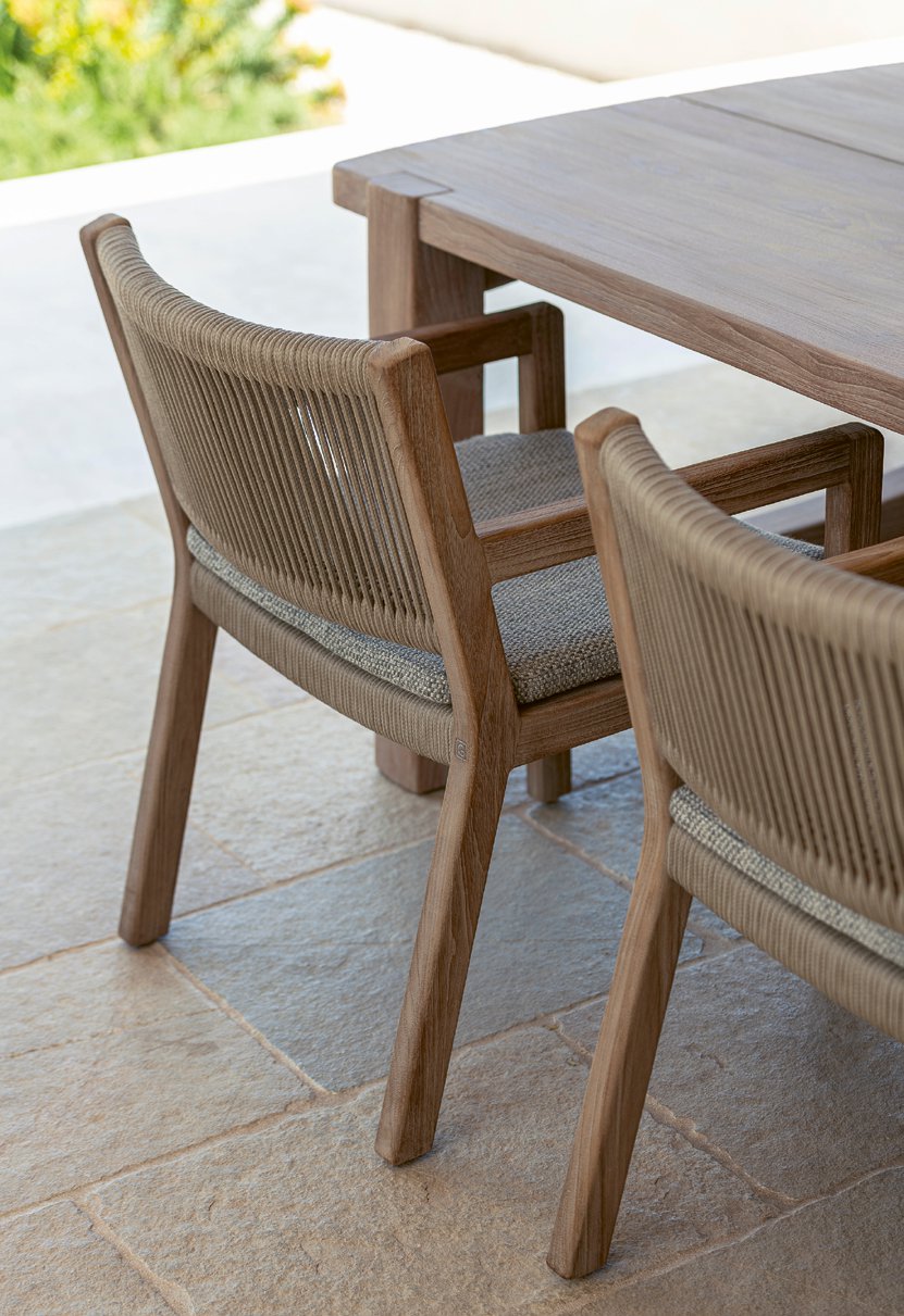 Armlehnenstuhl Mario Teak Rope, recyceltes Teakholz und Rope