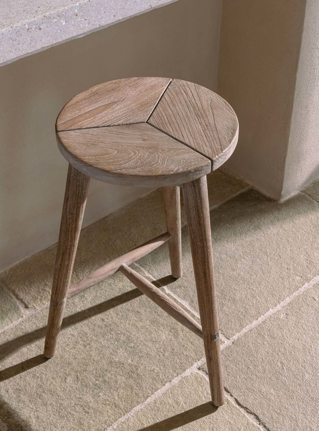 Outdoor Barhocker Asti Teak recycelt in Natural Grey von Gommaire