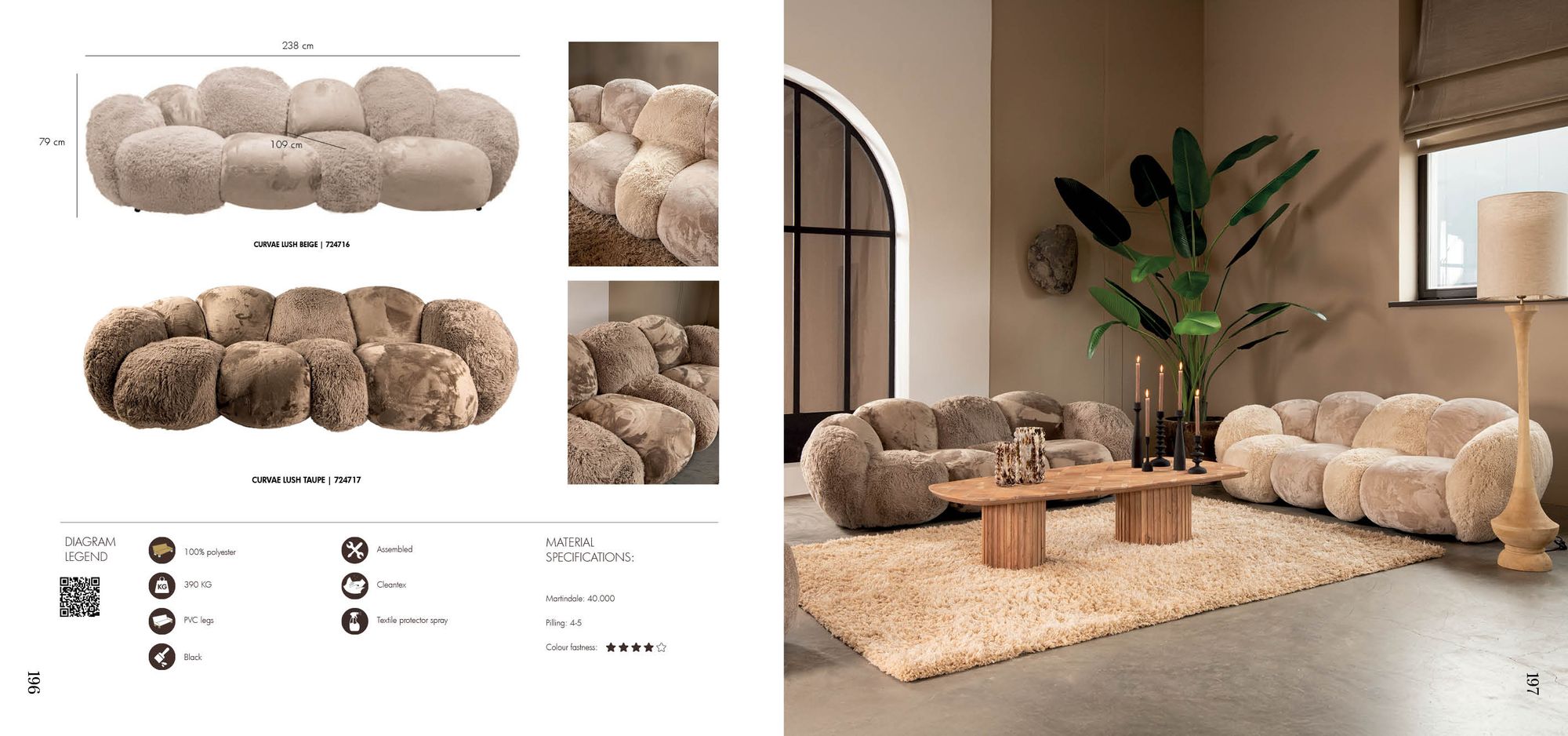 Curvae Sofas von PTMD in Beige und Taupe, organische Form im modernen Wohnbereich | STUFF Shop