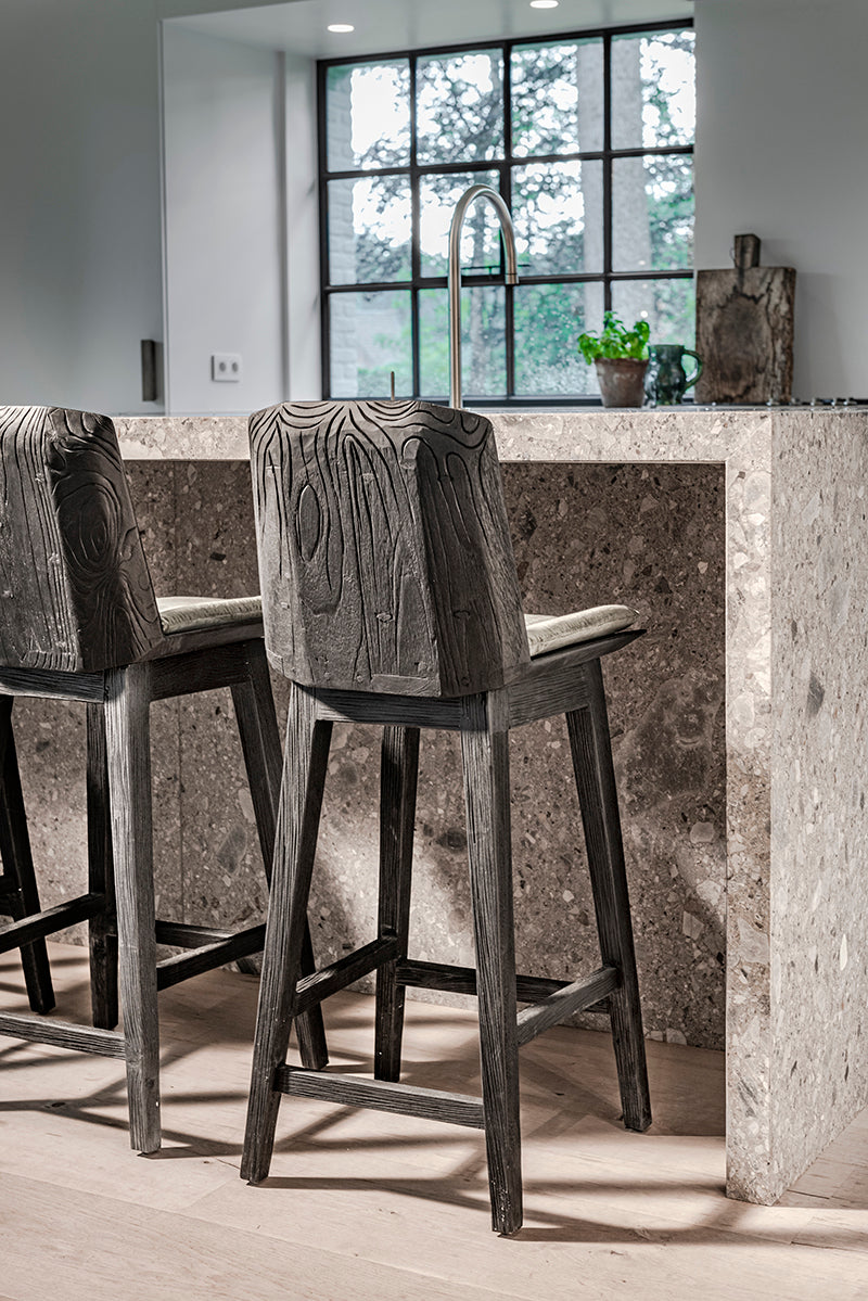 Barstuhl Alba Teak Fume ohne Polster in modernem Design