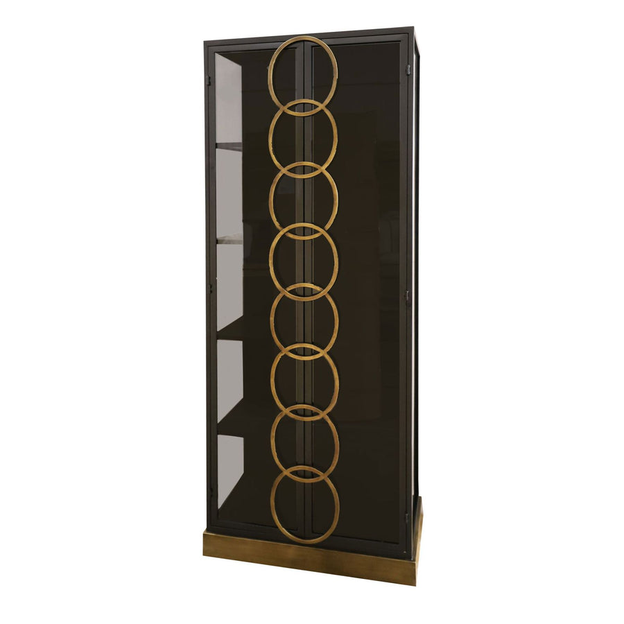 Vitrinenschrank Riho Black Gold Metal mit Rauchglastüren