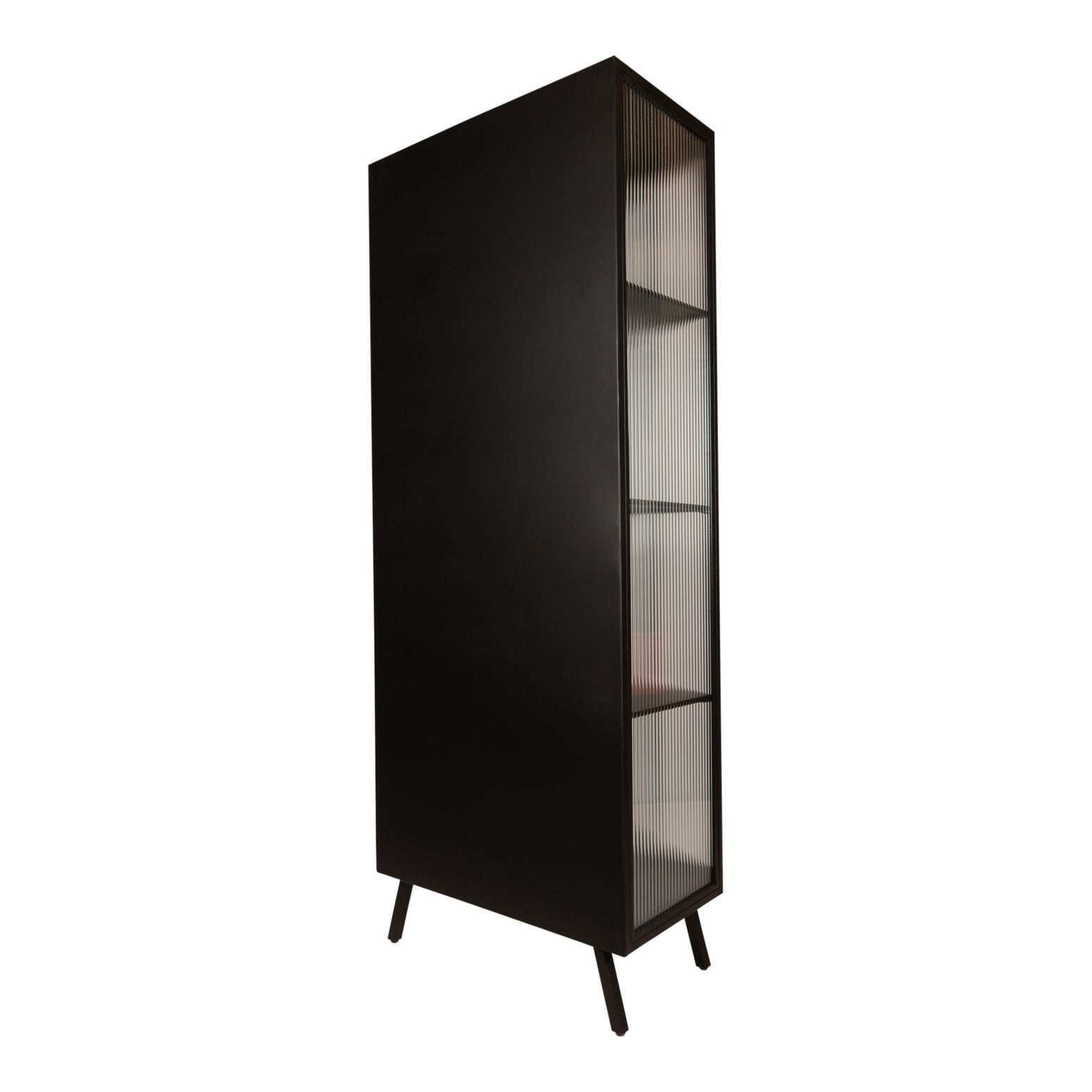 Vitrinenschrank Caeleen Black Gold mit rauchigen Glastüren und goldenem Griff