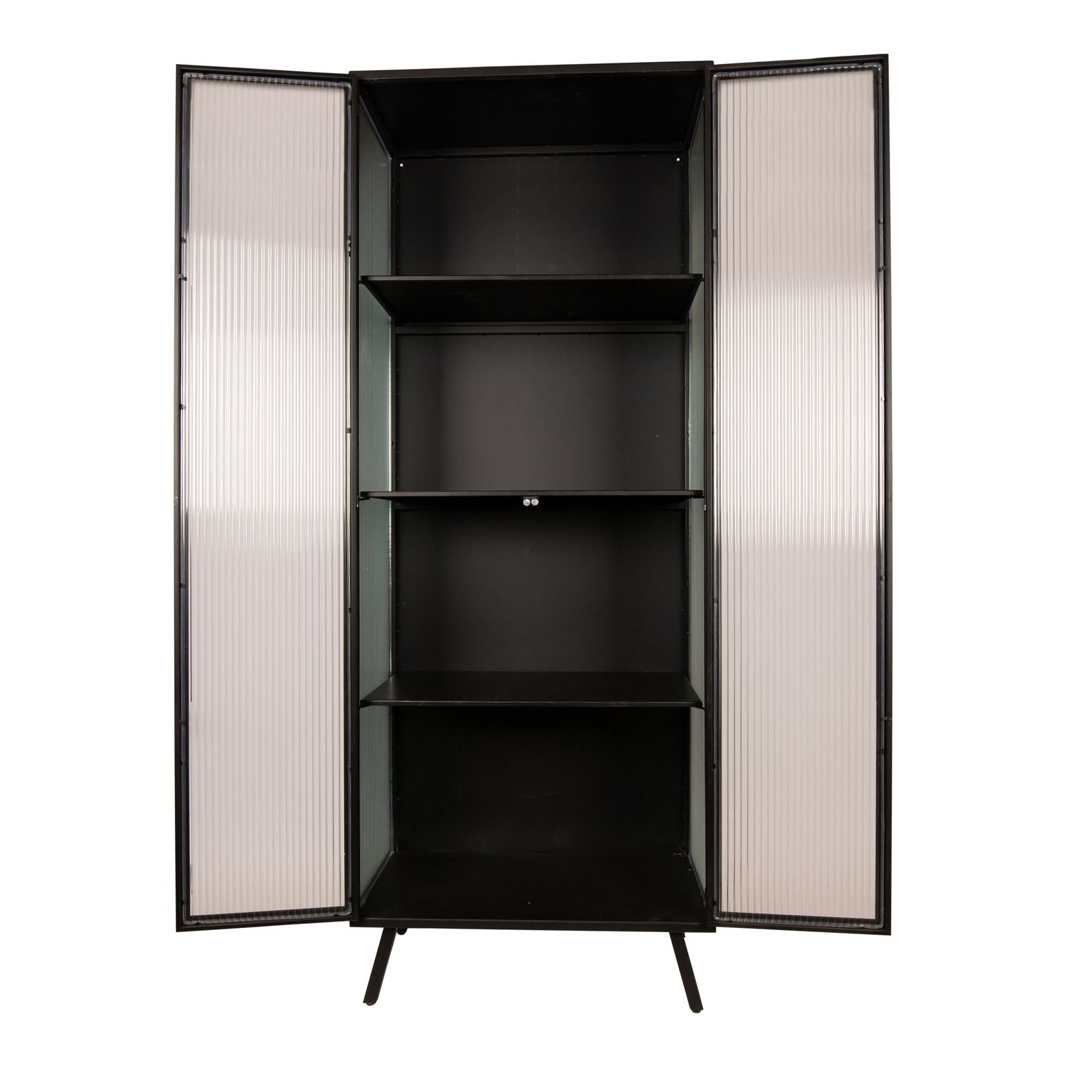 Vitrinenschrank Caeleen Black Gold mit rauchigen Glastüren und goldenem Griff