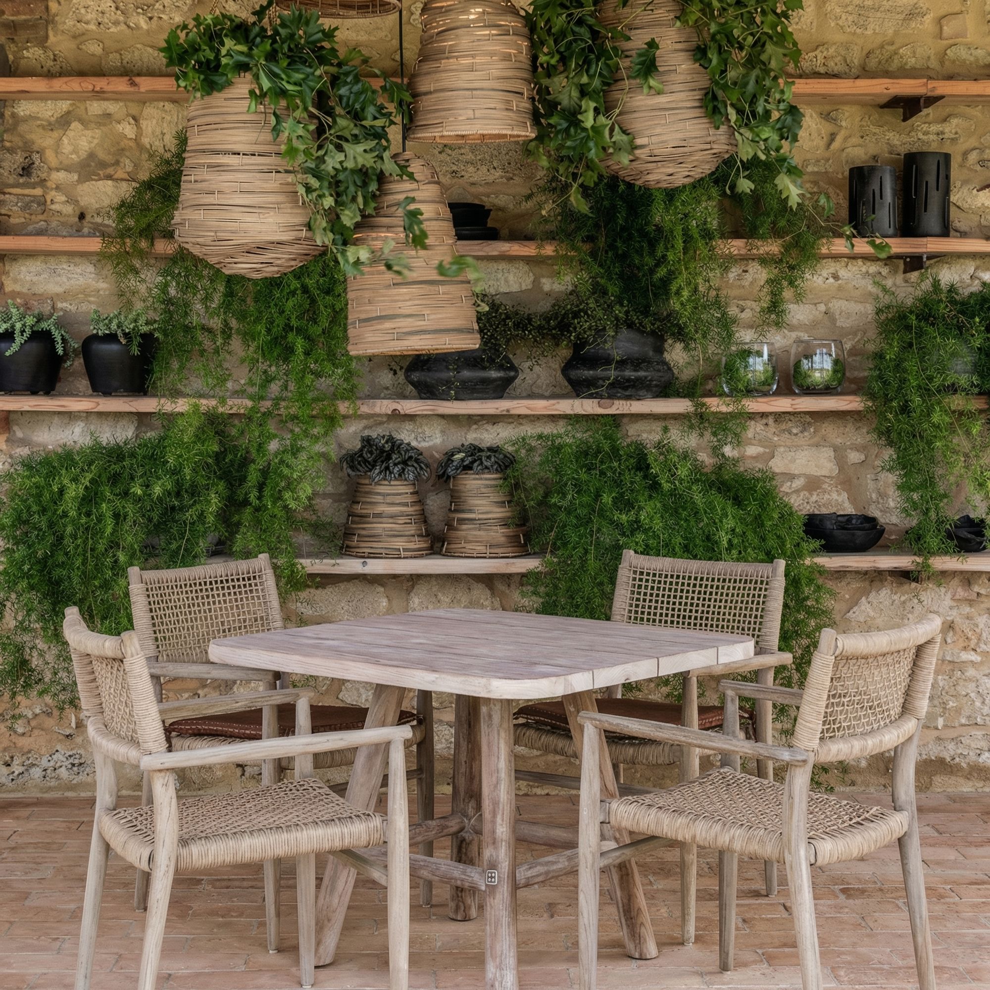 Outdoor-Bistrotisch Mieke aus Teakholz in Natural Grey von Gommaire bei STUFF Shop kaufen