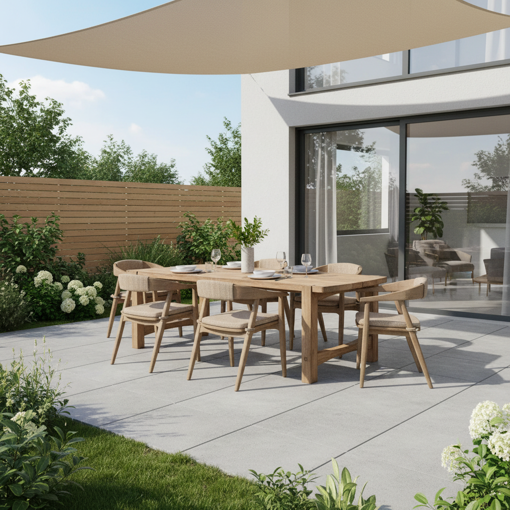 Esstisch Jacoba Small aus Teakholz in Natural Grey von Gommaire | bei STUFF Sop kaufen