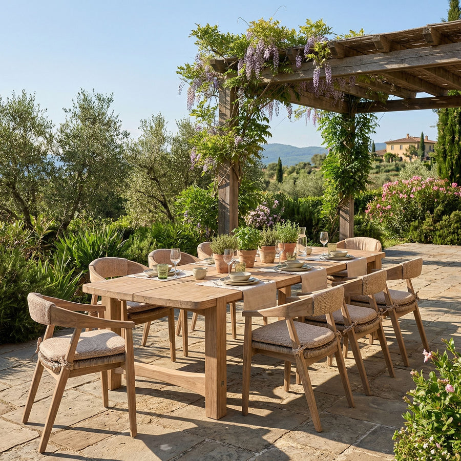 Gommaire Esstisch Jacoba Large Teak Natural Grey Outdoor Teakholz 310 x 112 cm | Gommaire bei STUFF Shop kaufen