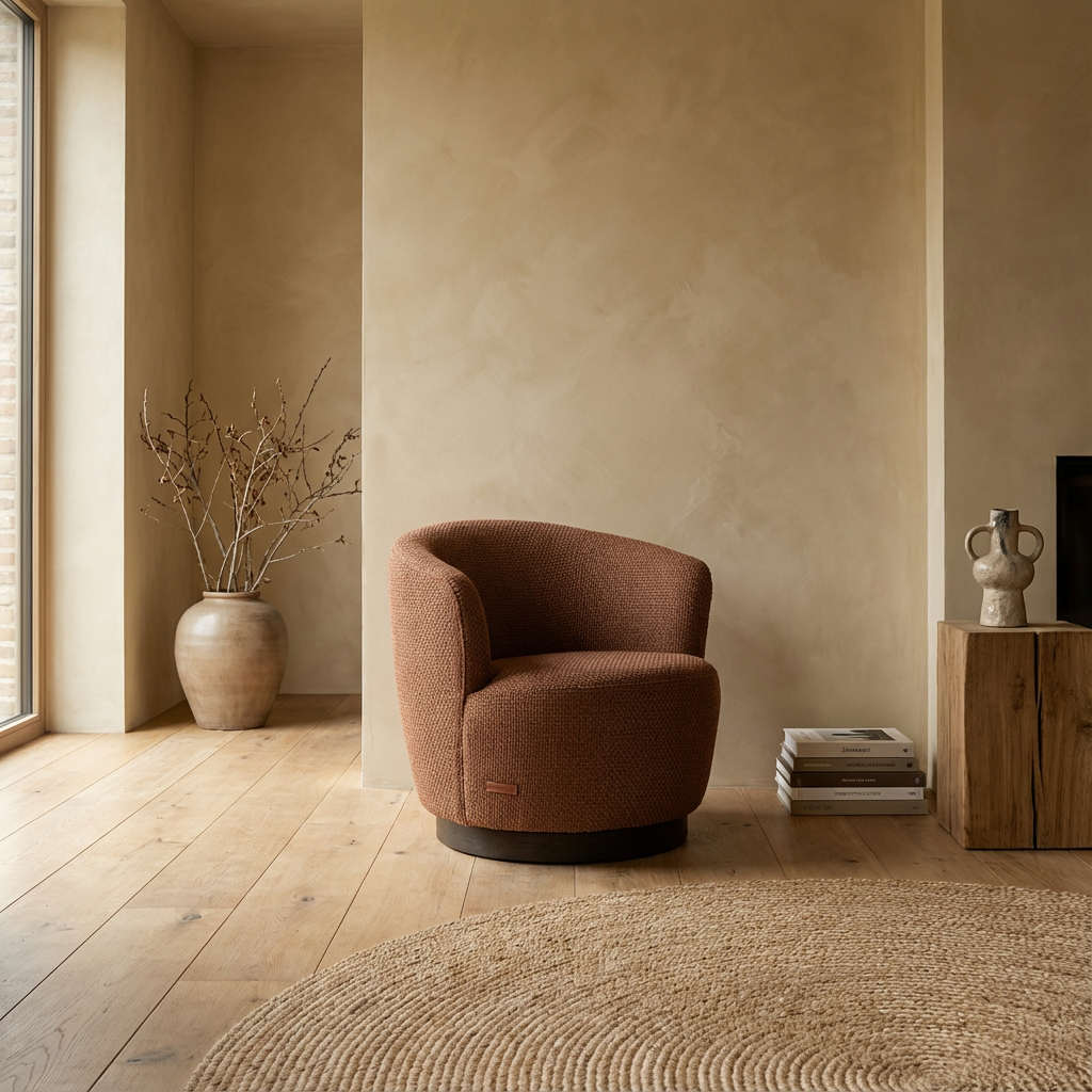 Club-Sessel Nathan Terracotta von Gommaire in warmem Terracotta-Farbton mit Drehfunktion bei STUFF Shop kaufen