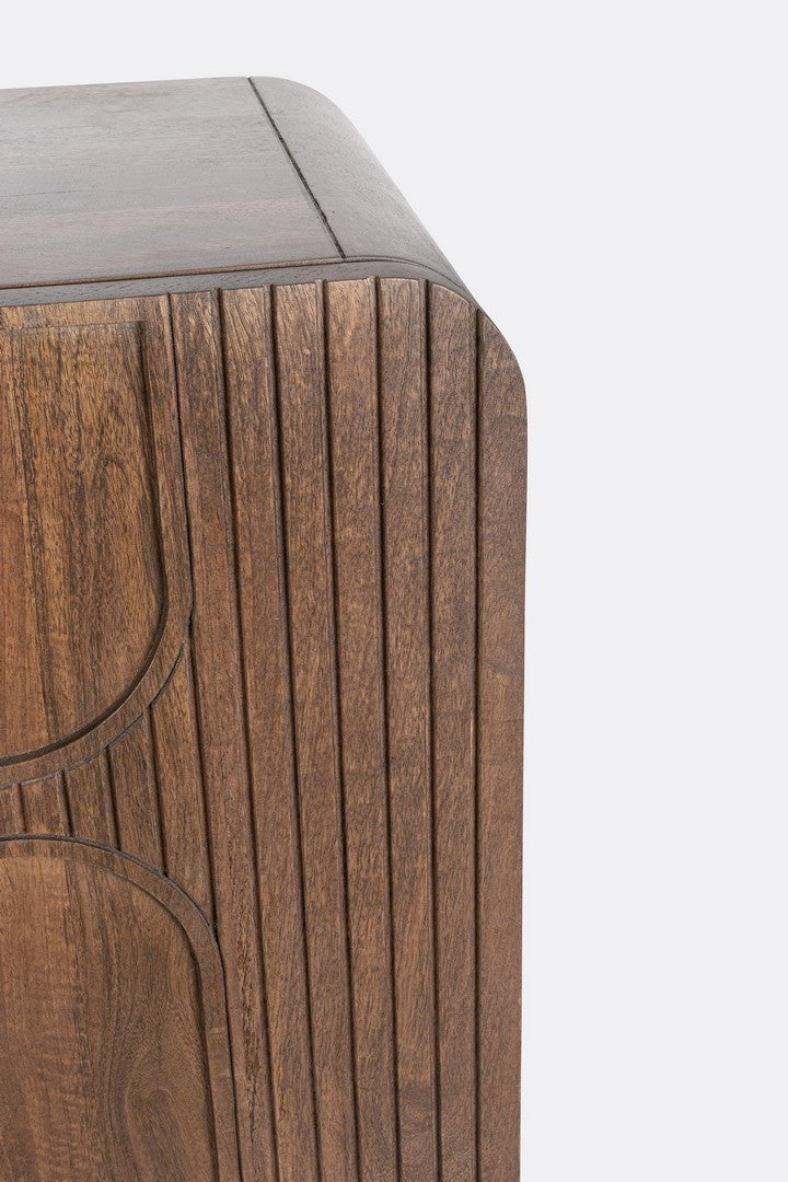Sideboard Orissa 3-Türig Braun aus Mangoholz mit modernen gerillten Oberflächen
