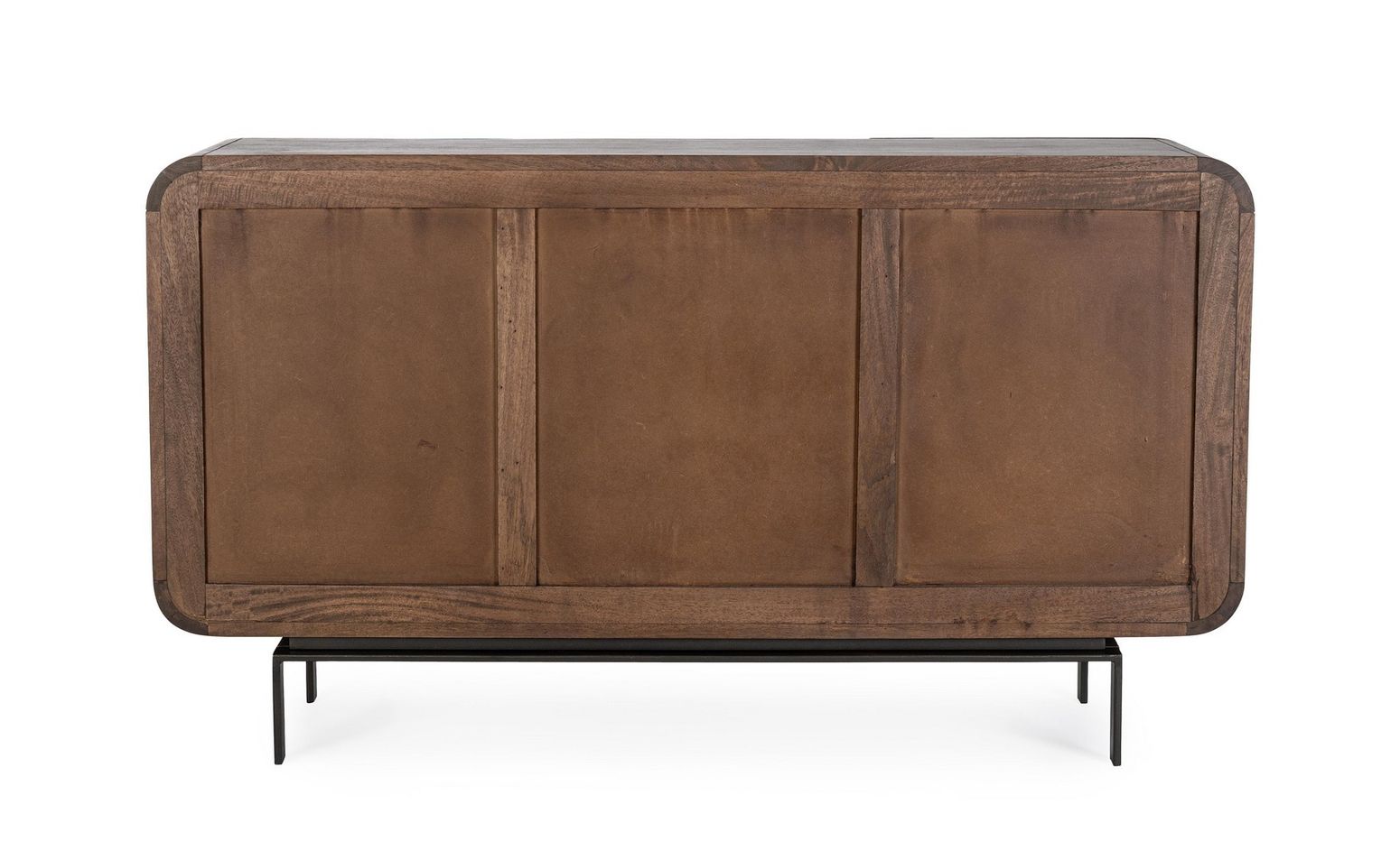 Sideboard Orissa 3-Türig Braun aus Mangoholz mit modernen gerillten Oberflächen