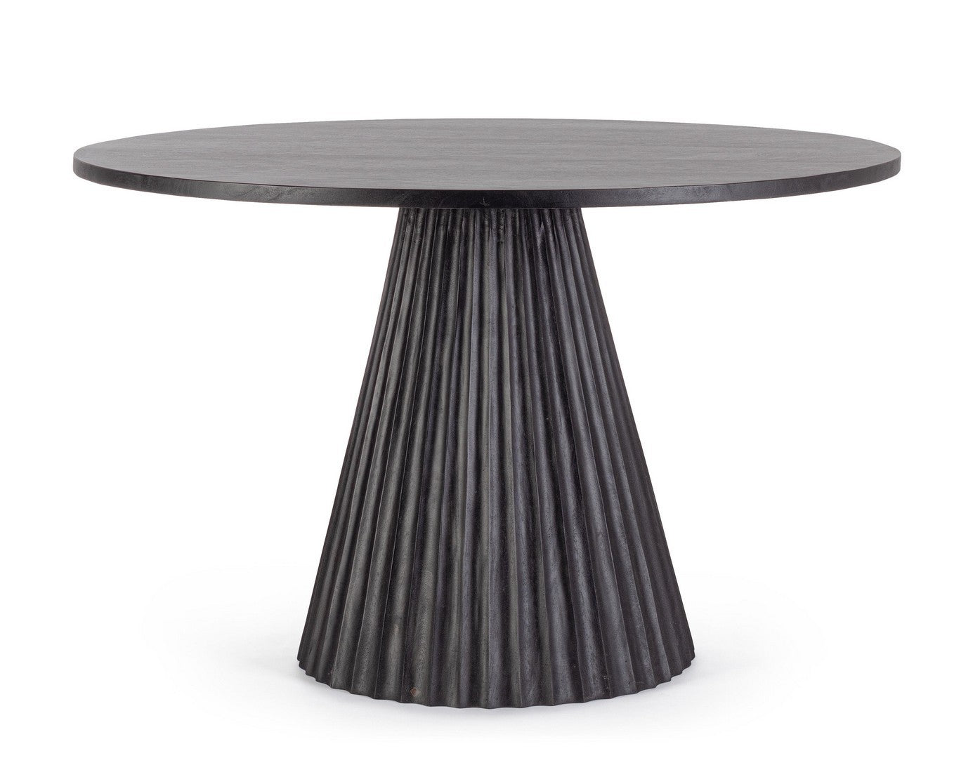 Esstisch Orissa Schwarz von Bizzotto, runder Esstisch aus Mangoholz, Ø120 cm, elegantes Design in Schwarz