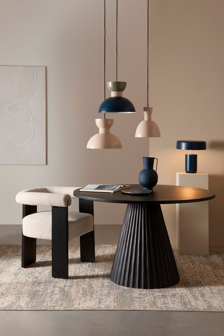 Esstisch Orissa Schwarz von Bizzotto, runder Esstisch aus Mangoholz, Ø120 cm, elegantes Design in Schwarz